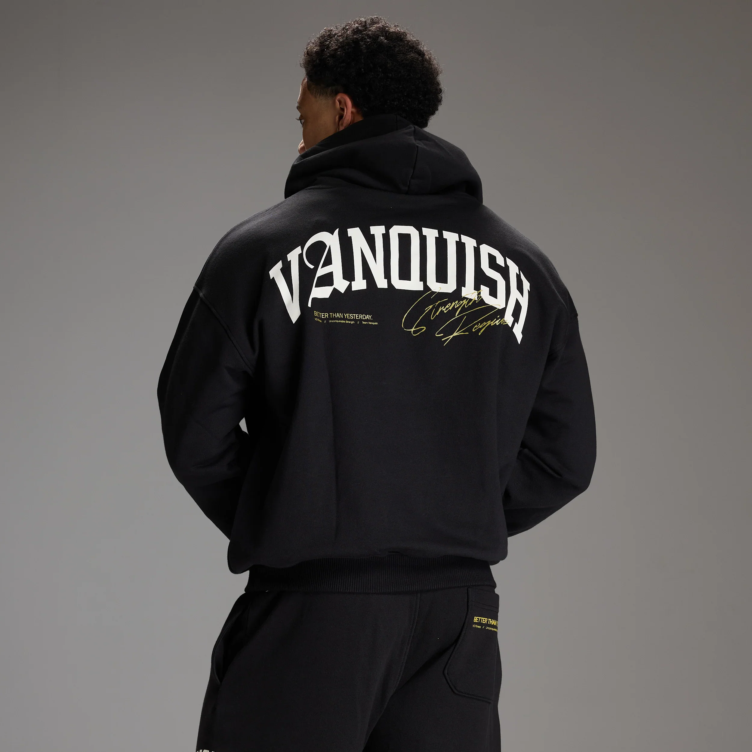 STRENGTH REGIME BLACK OVERSIZED PULLOVER HOODIE