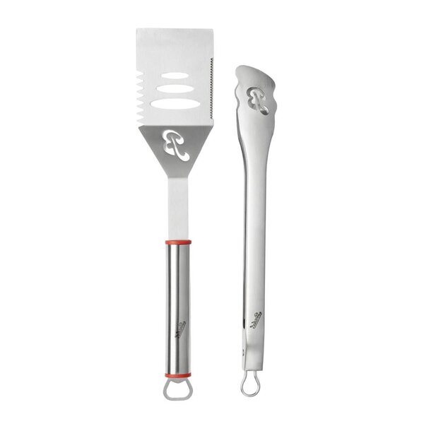 BBQ sett med stekespade og tang i rustfritt stål 44 cm