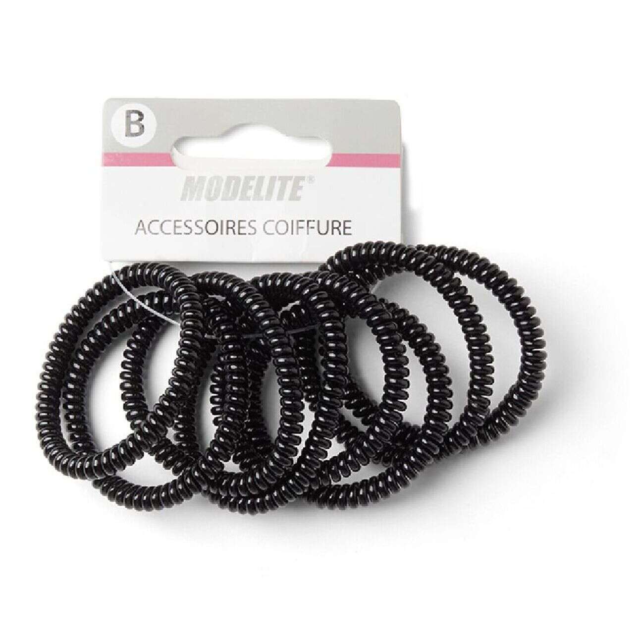 Lot de 8 élastiques à cheveux spirale caoutchouc noir