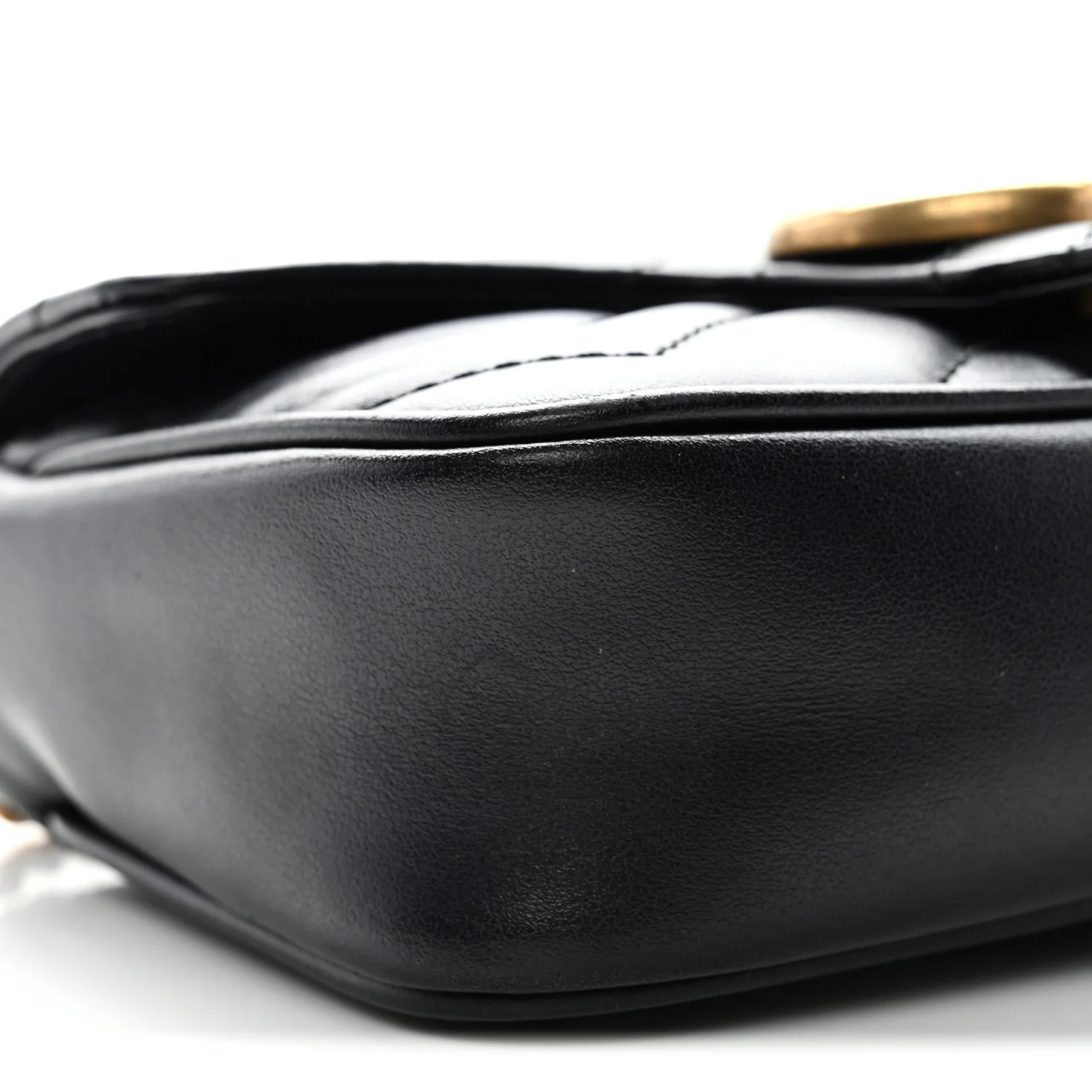 Calfskin Matelasse Super Mini GG Marmont Shoulder Bag Black