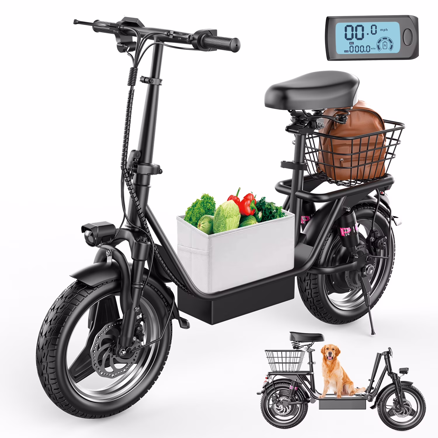 AZHAR 500W Electric Scooter with Seat for Adults, 25 MPH, 35 Miles, 48V 13ah, 14