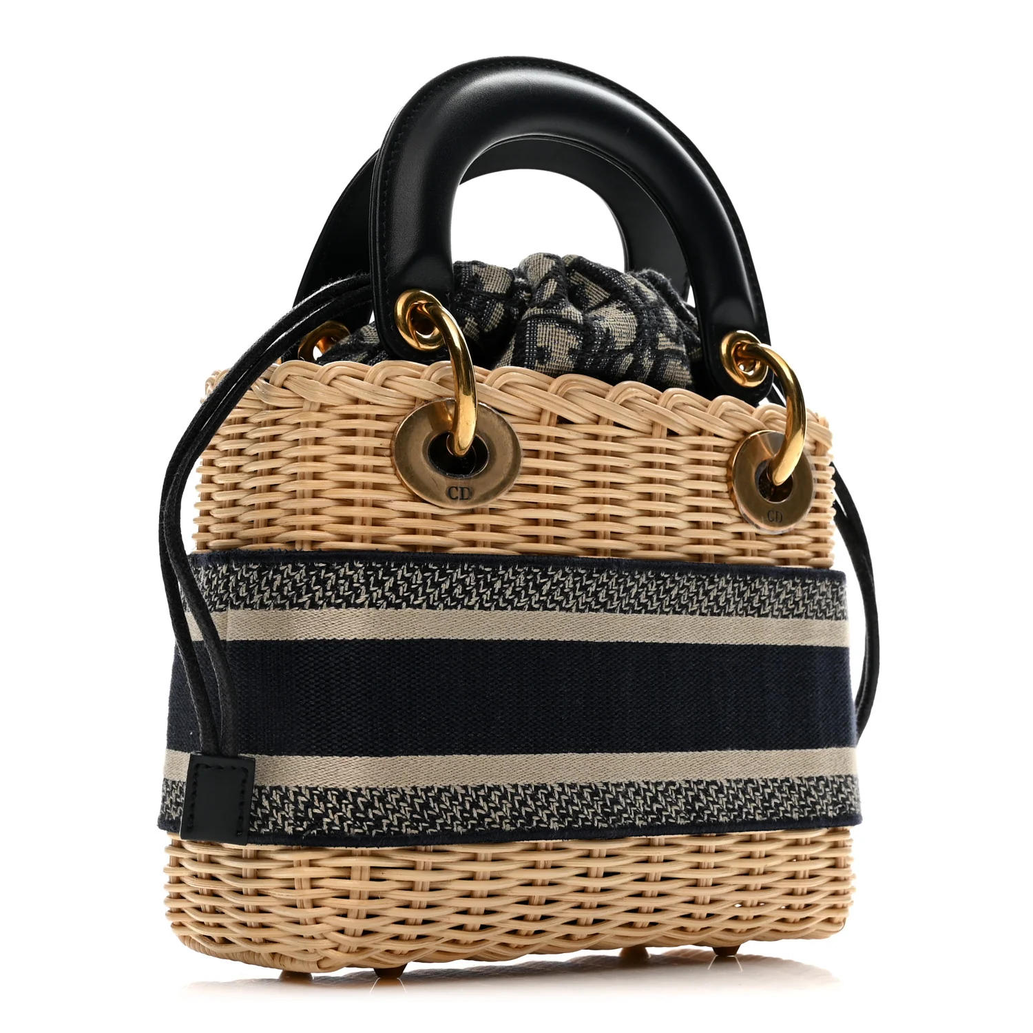 Wicker Oblique Mini Lady Dior Bag Blue