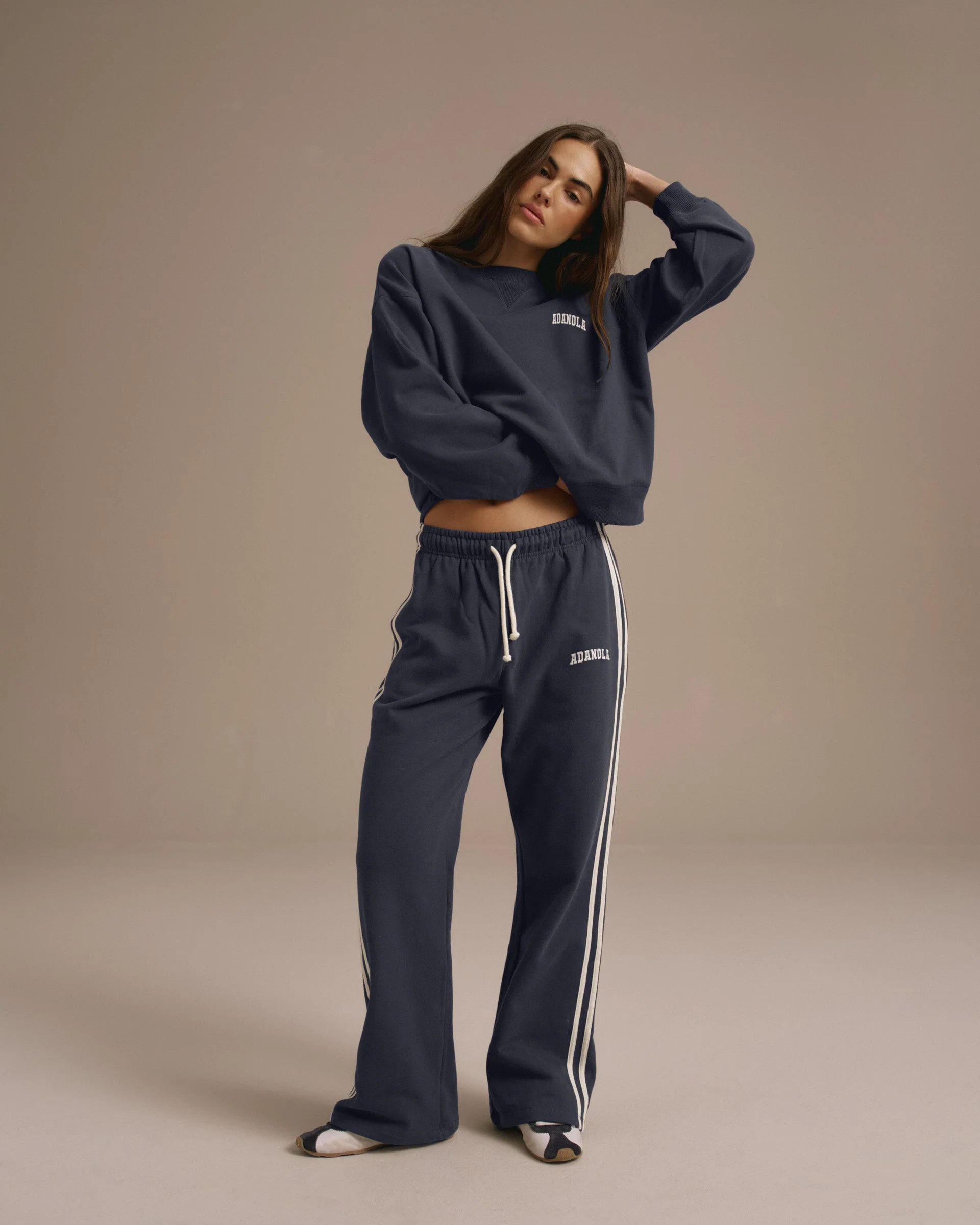 Varsity Loose Fit Sweatpants - Midnight Blue/Marshmallow White