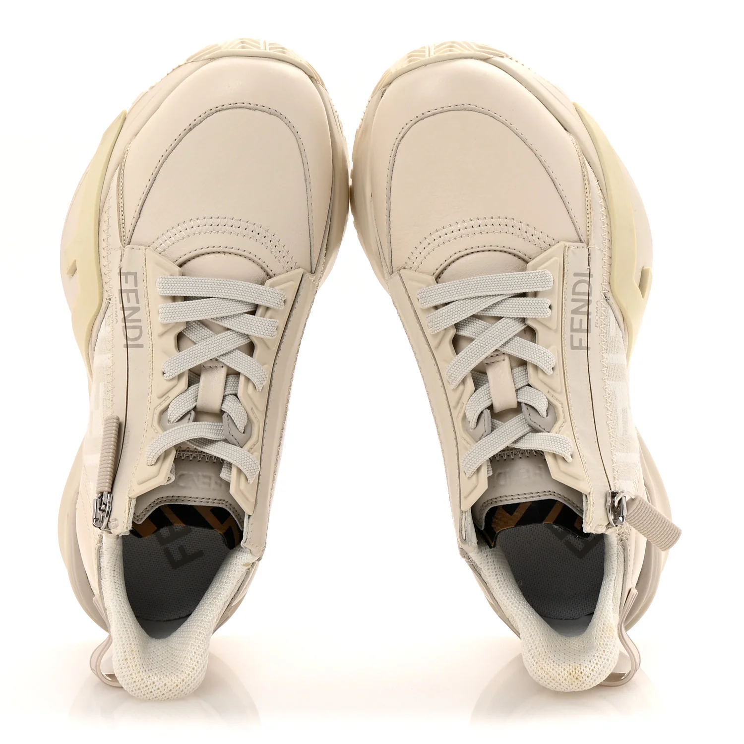 Calfskin Fabric FF Fendi Flow Low Top Sneakers 36 White
