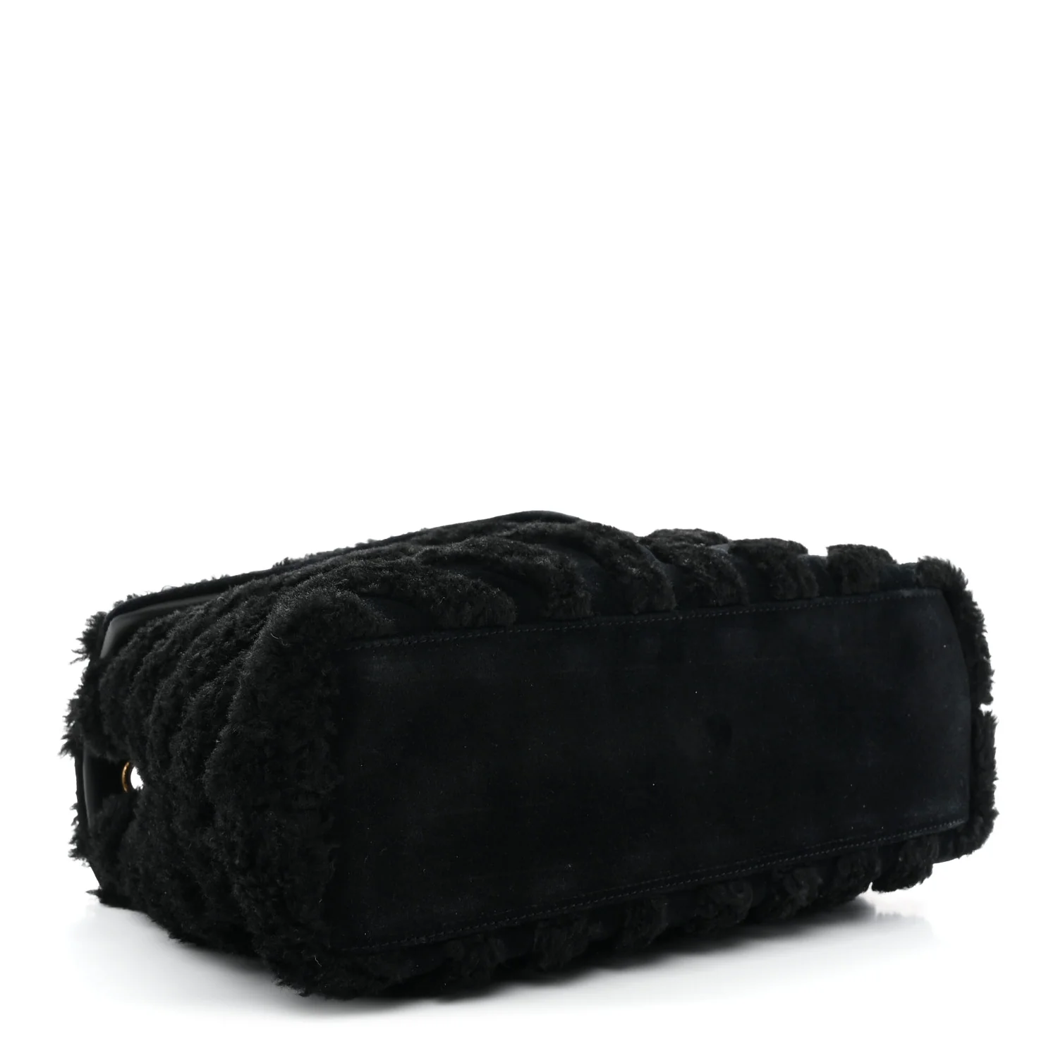Shearling Y Quilted Monogram Medium Loulou Chain Satchel Black