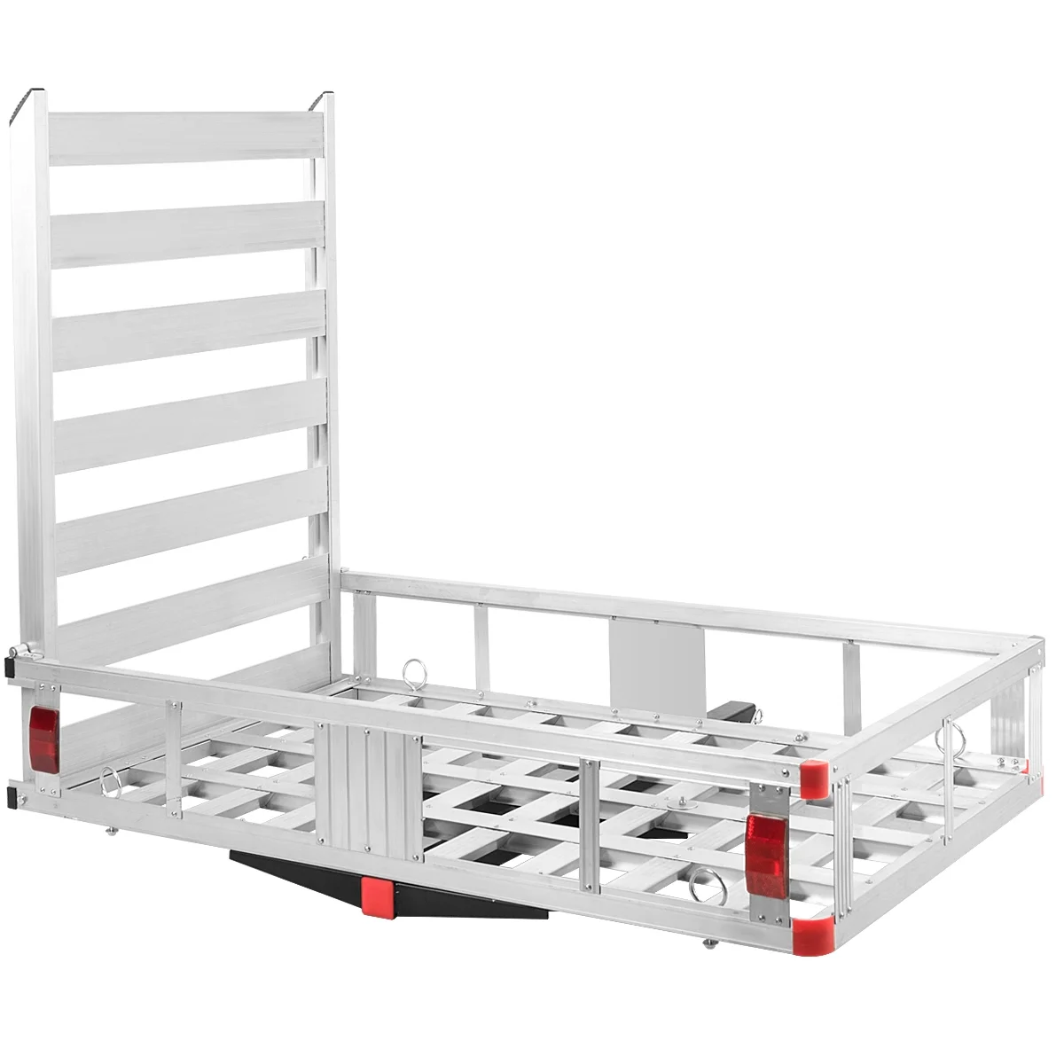Costway 50'' x 29.5'' Aluminum Cargo Carrier with Ramp Hitch - Mounted Mobility Carrier Hauler