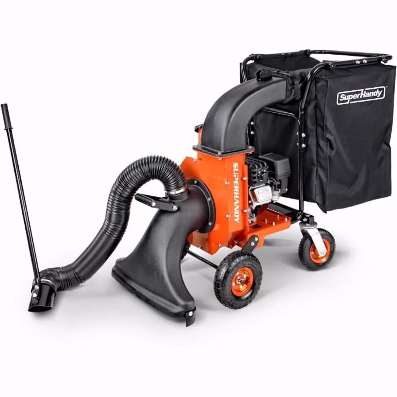 Superhandy Leaf Vacuum & Wood Chipper - 7 HP 209CC Gas Engine, 10:1 Mulch Ratio, 6 Bushel Bag Capacity, Castor Wheels, Dual Function: Walk - Behind Leaf Vacuum Mulcher & Wood Chipper