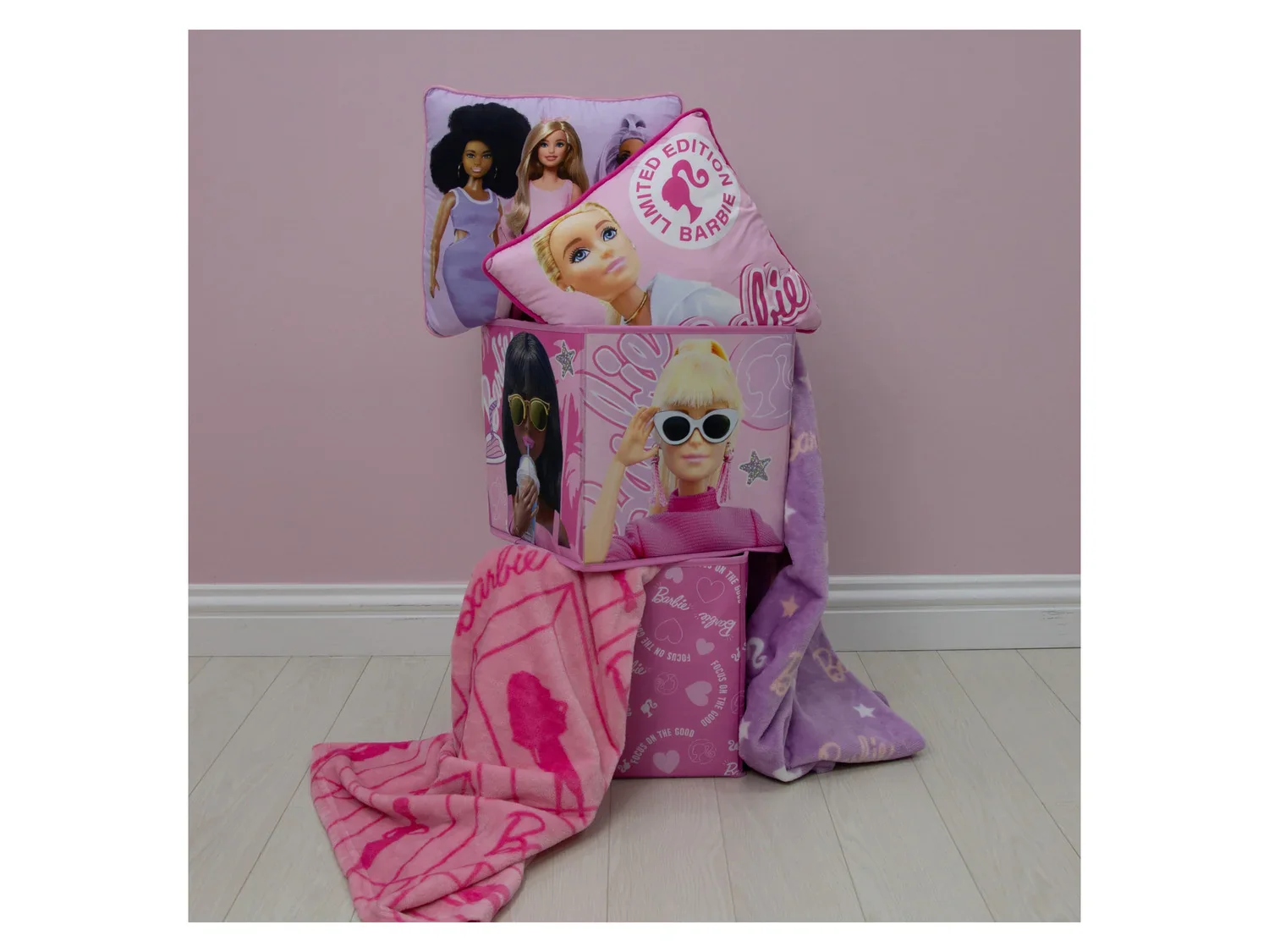 Barbie Lot de 2 botes de rangement, 30 x 30 x 30 cm