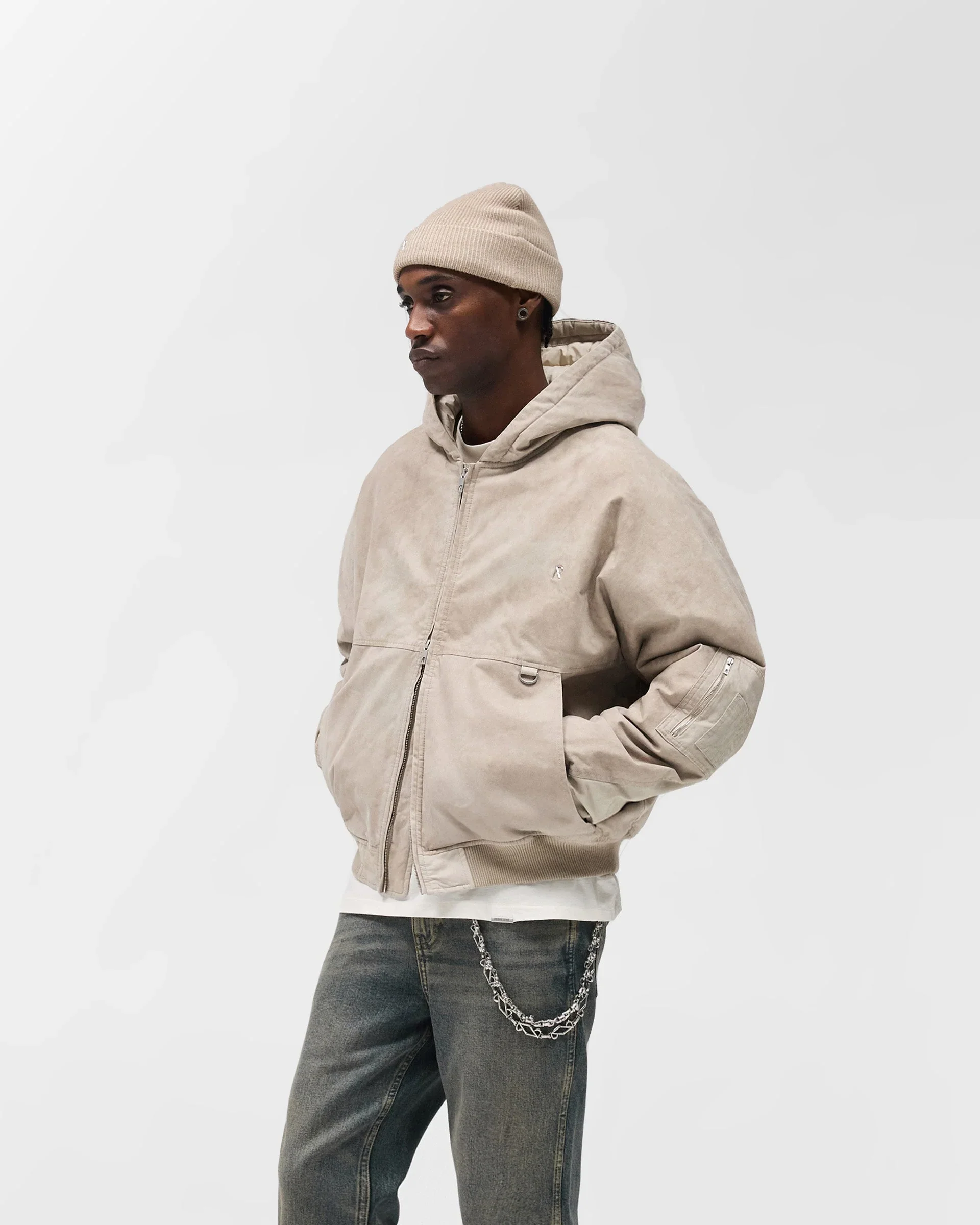 Hooded Bomber - Beige