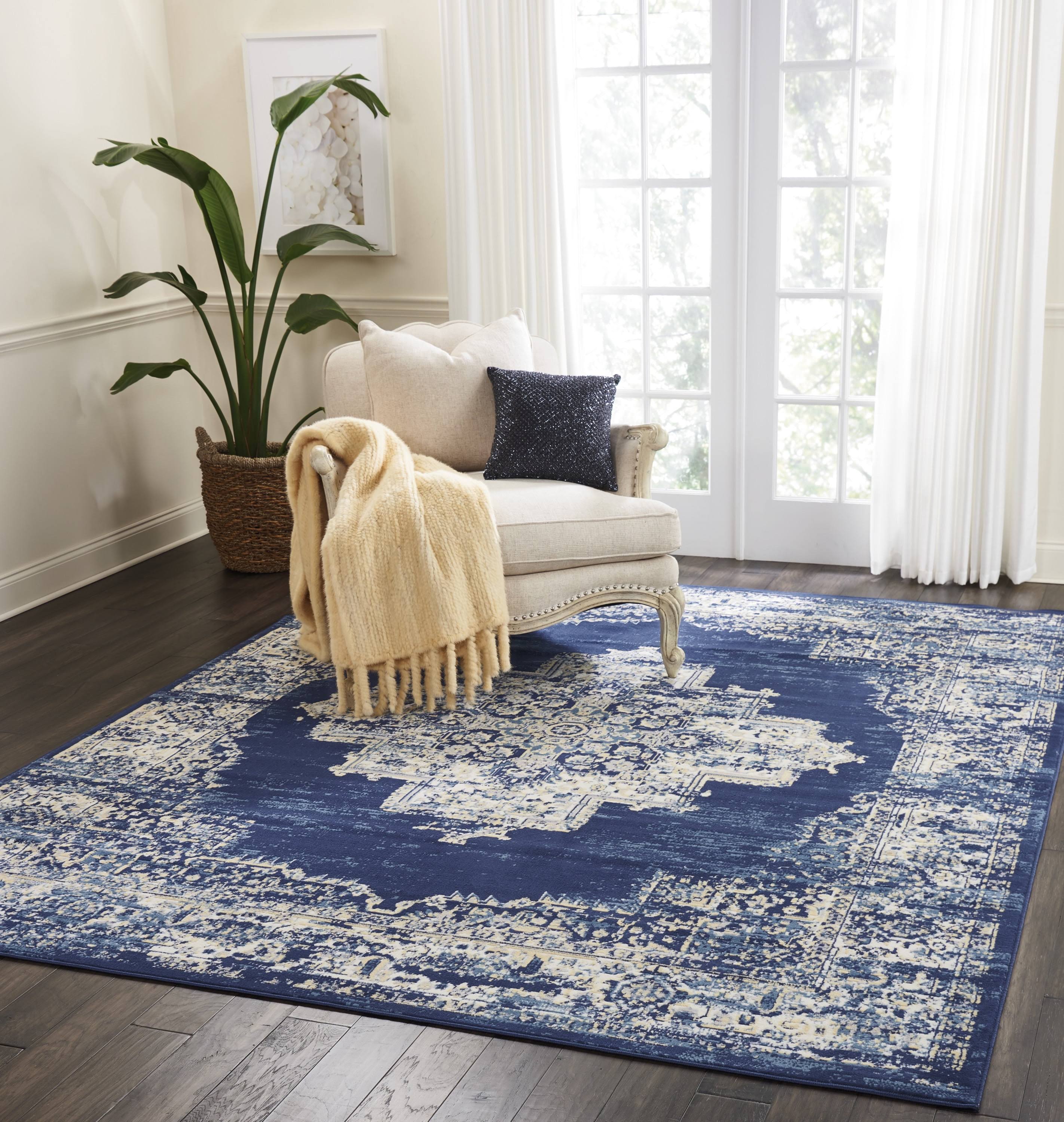 Nourison Grafix Area Rug, Navy Blue, 7'10