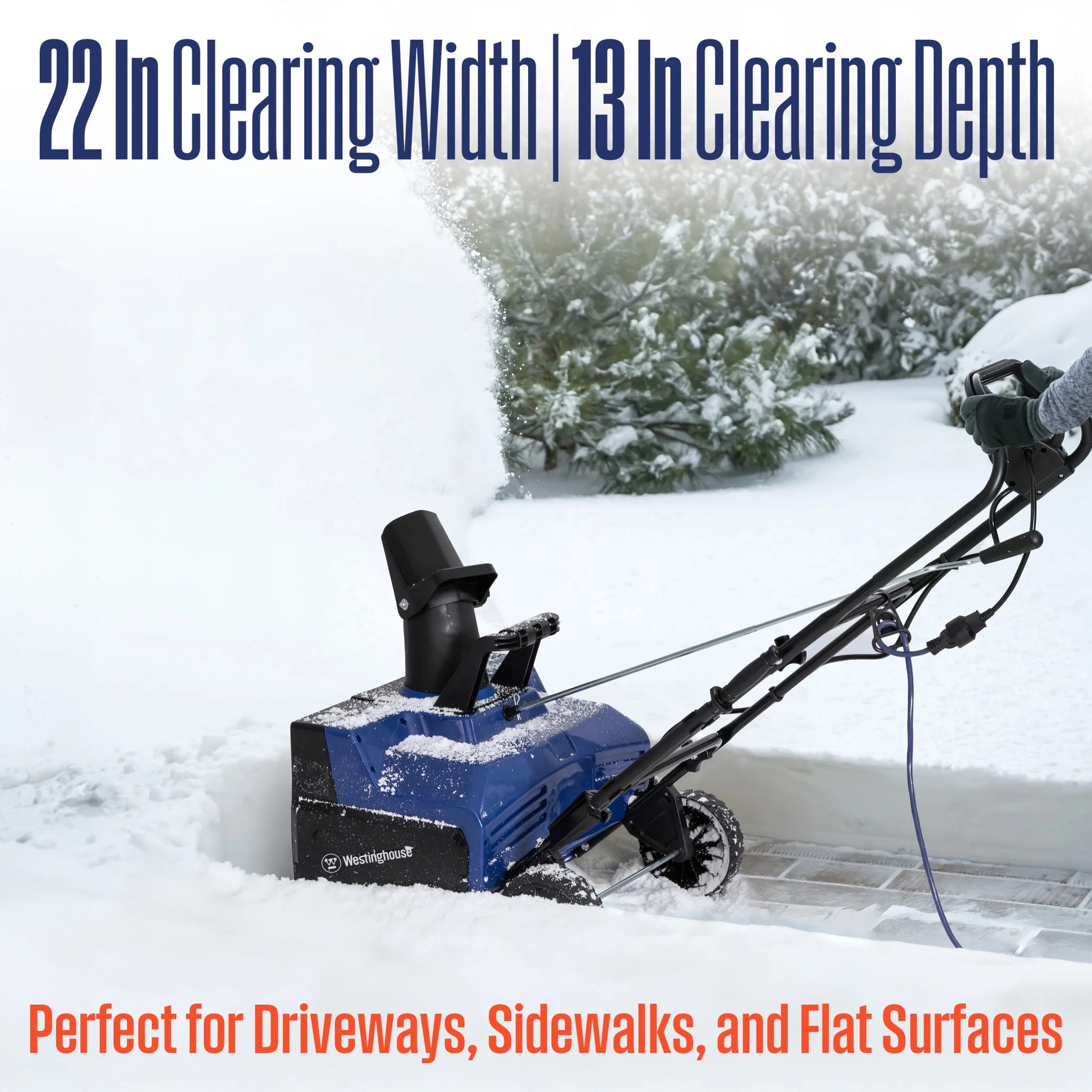 WSnow22 Corded Snow Blower 22 Inch, Steel Auger, Dual LED Lights, Electric Snow Blower with 25ft Throwing Distance, Plows 840lbs/min, Adjustable Chute - Image 6