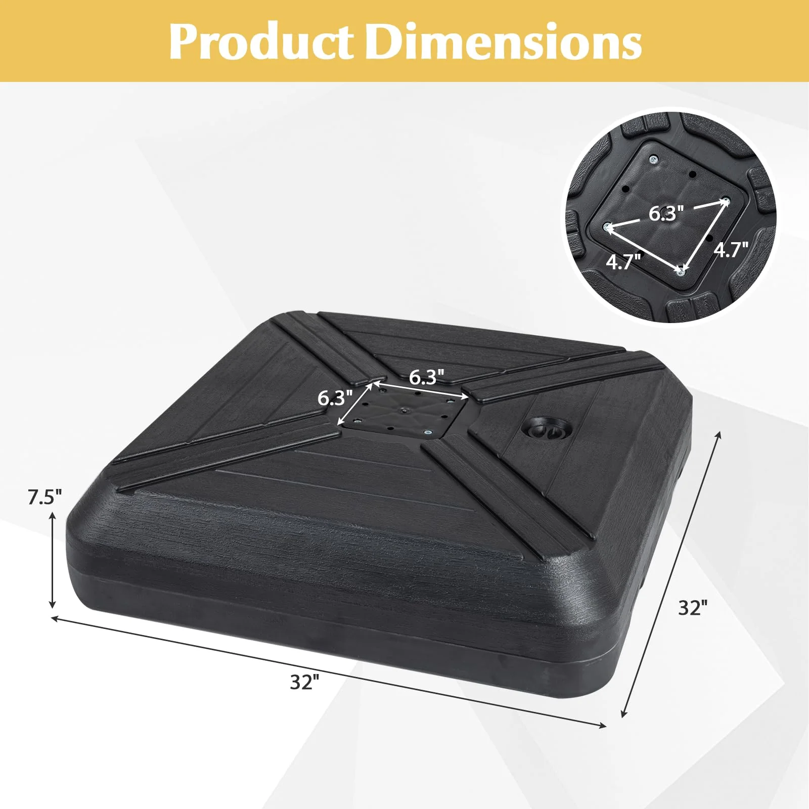 Tangkula 345 LBS Cantilever Umbrella Base with Wheels