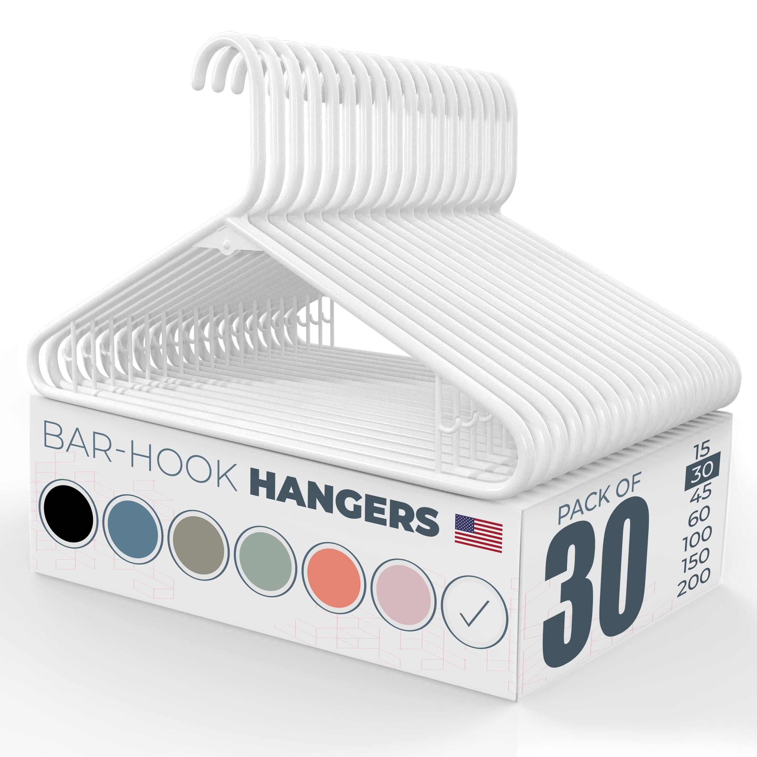 Neaties Plastic Quality Slim Hangers Bulk with Hooks White Standard for Clothes Coat Closet Adult| Heavy Duty, Non-Slip (30 Pack)