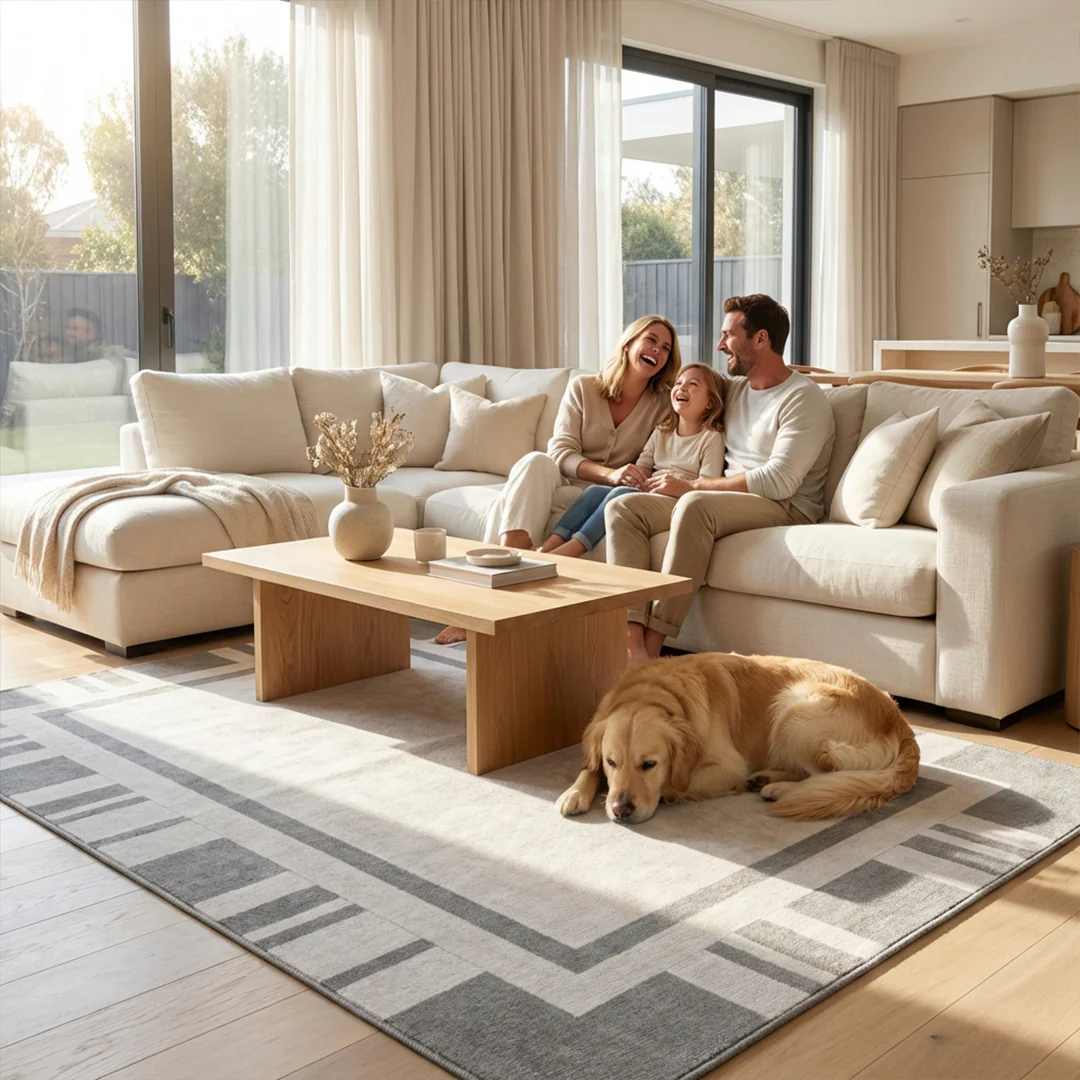 Muddy Mat® Trellis Washable Area Rugs for Living Room, Bedroom & Dining Room – Modern Soft Low Pile Non Slip Carpet – Pet Friendly Waterproof Foldable Rugs for Home