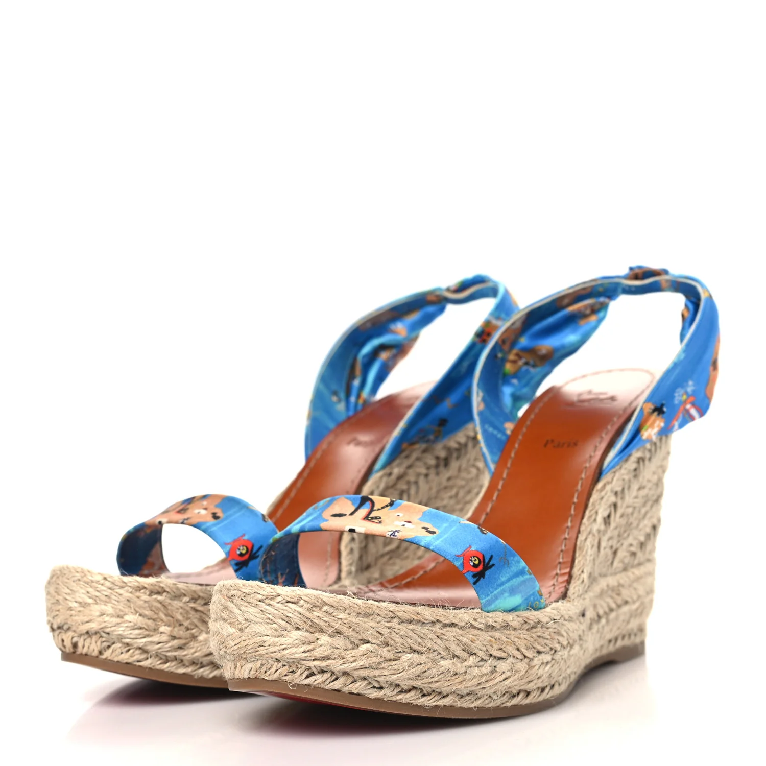 Satin Monica Du Desert 110 Espadrille Wedges 41 Blue Multicolor
