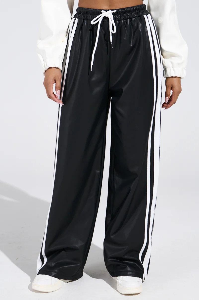 BELLERS PU TRACK PANT IN BLACK - Akira Store