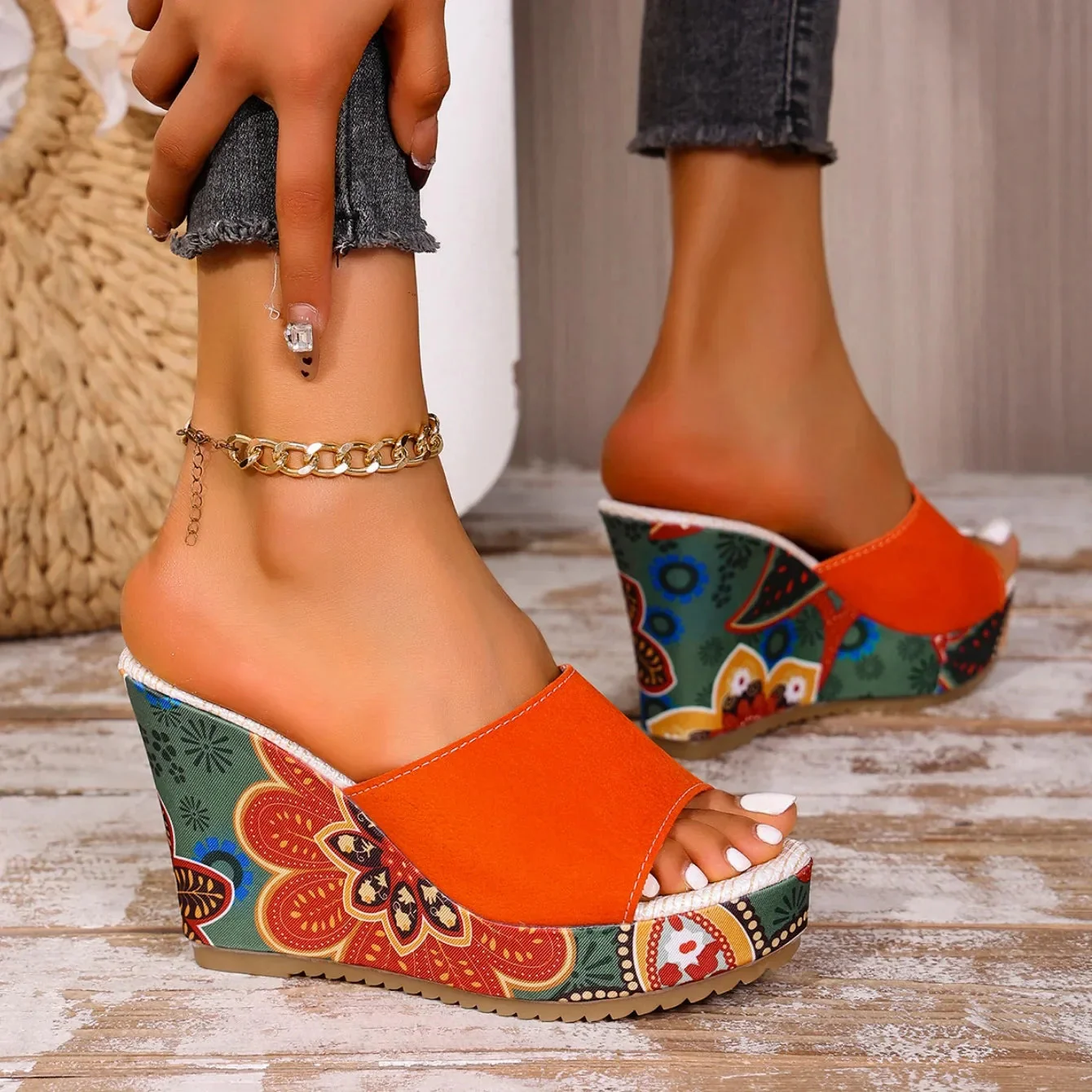 Joelle | Mules Sculpturales À Talon Fleuri