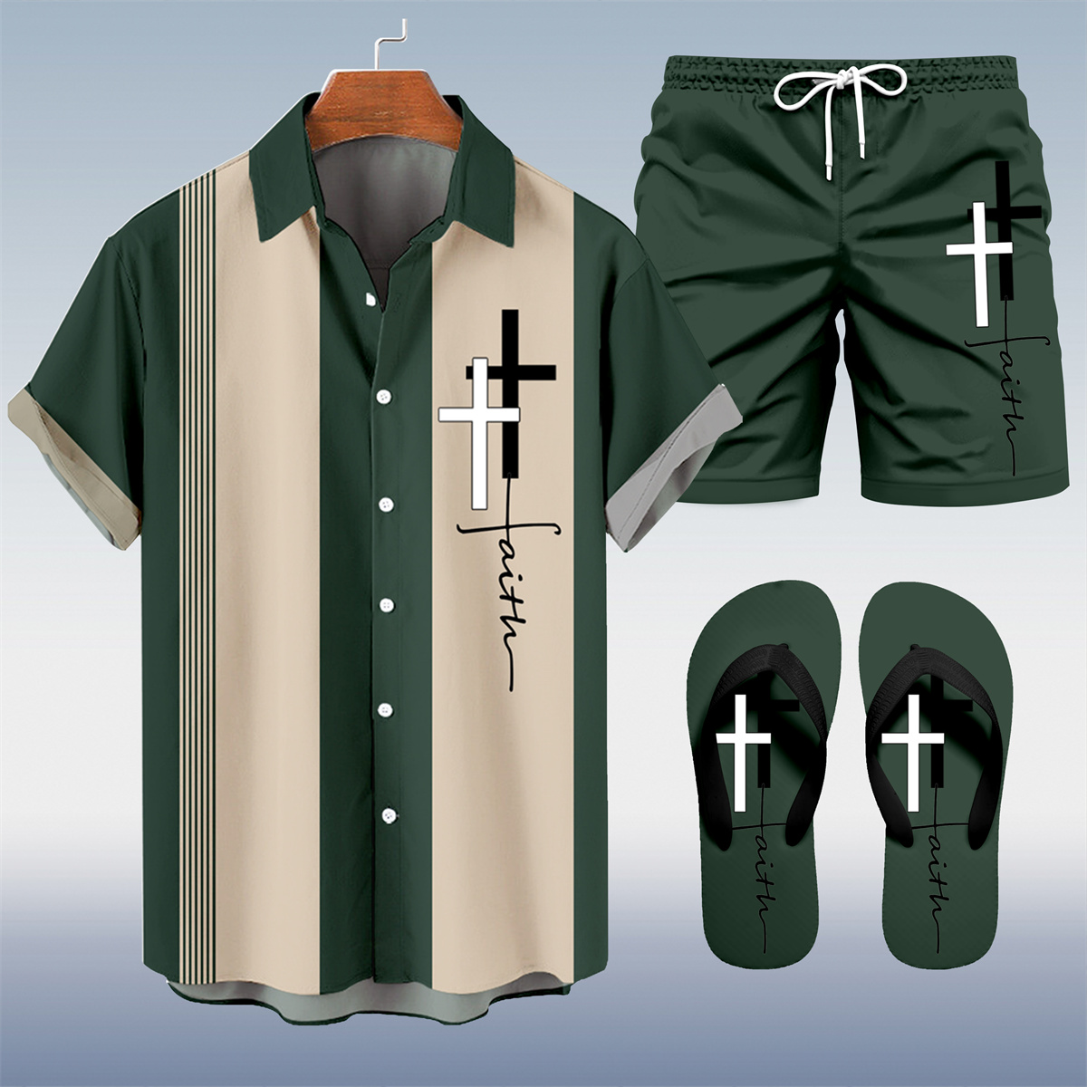 Ensemble trois pièces Suitmens pour homme, imprimé vacances à Hawaï, chemise 056