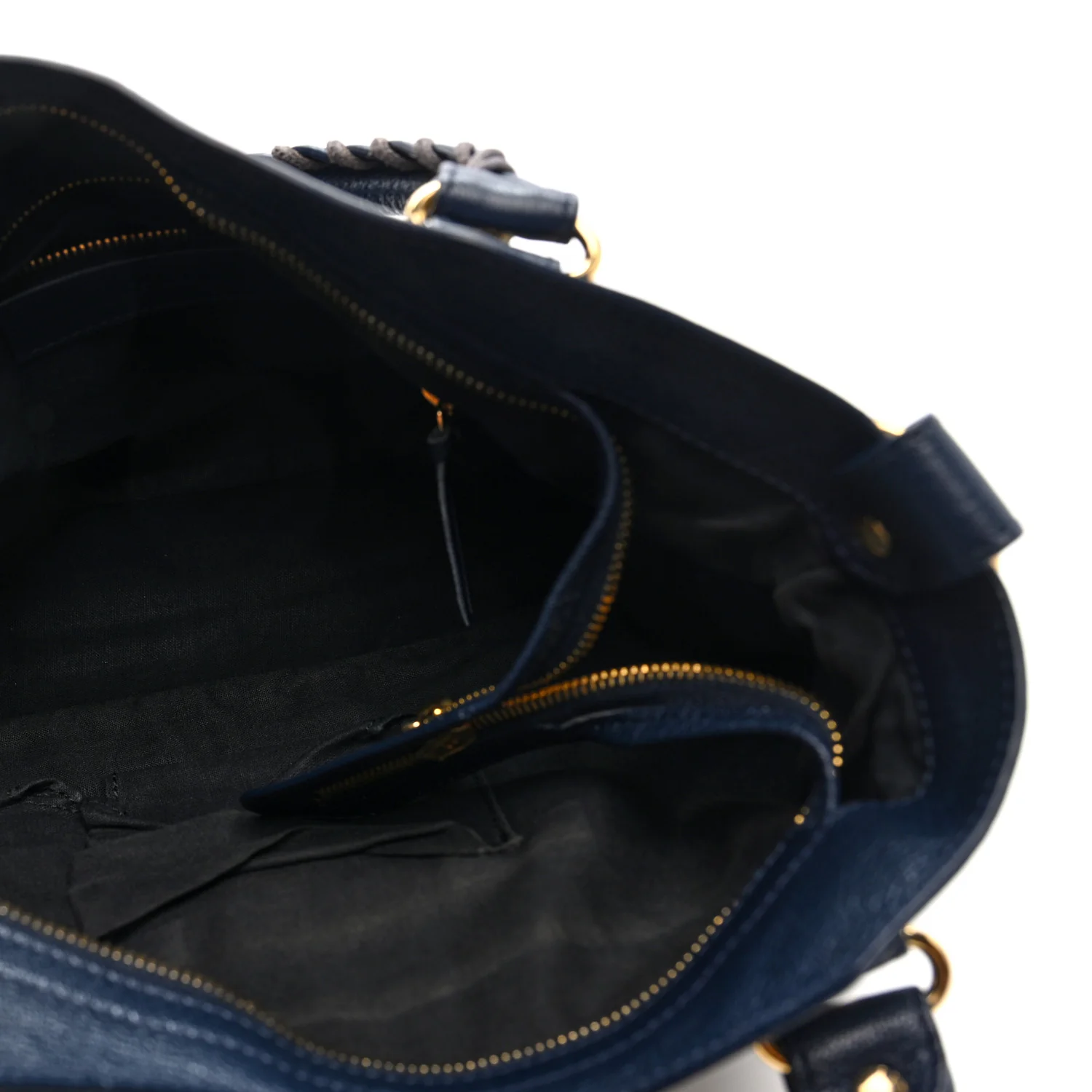 Chevre Gold Metallic Edge Hardware Town Bleu Nuit Dark Sea