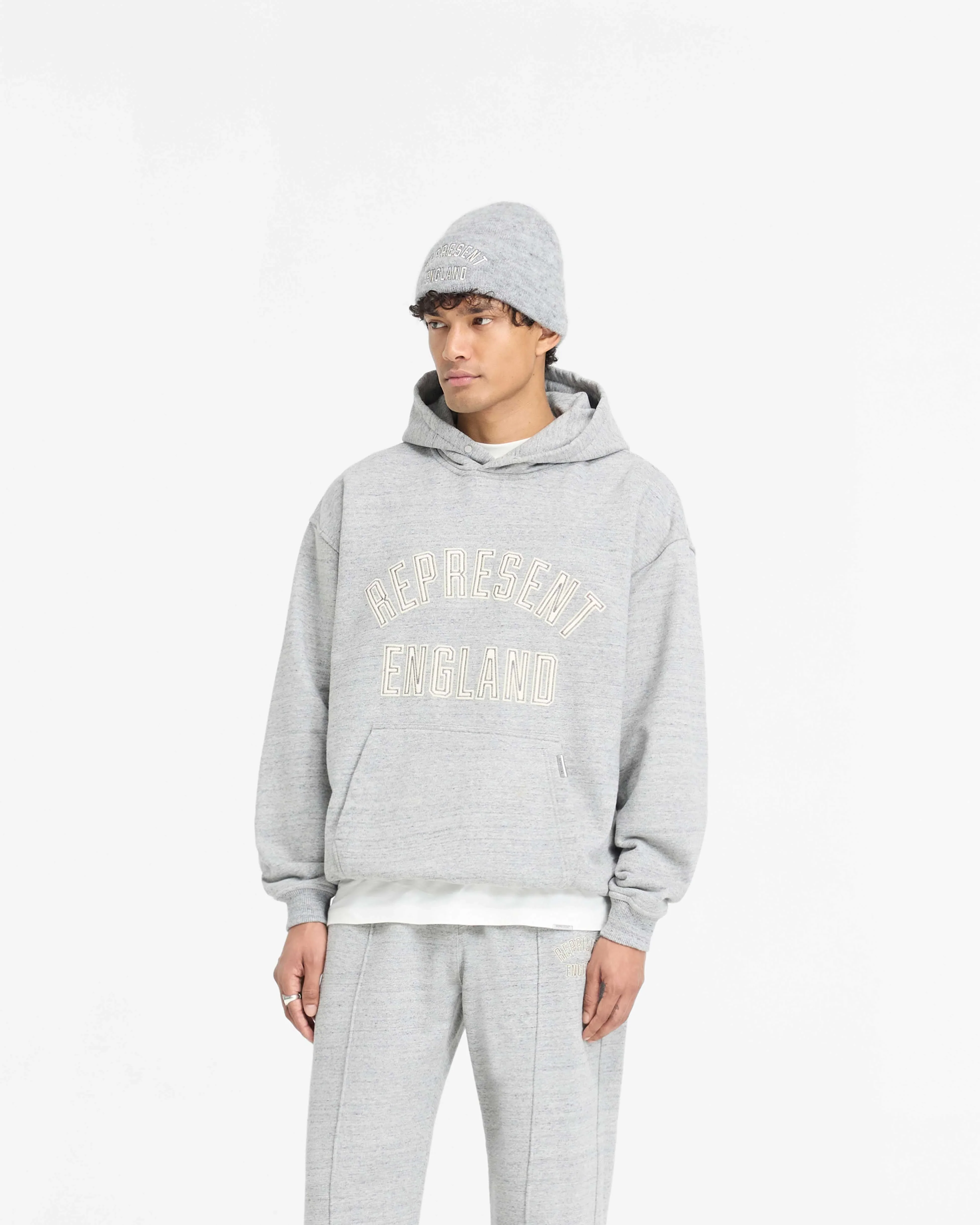 England Applique Hoodie - Grey Marl
