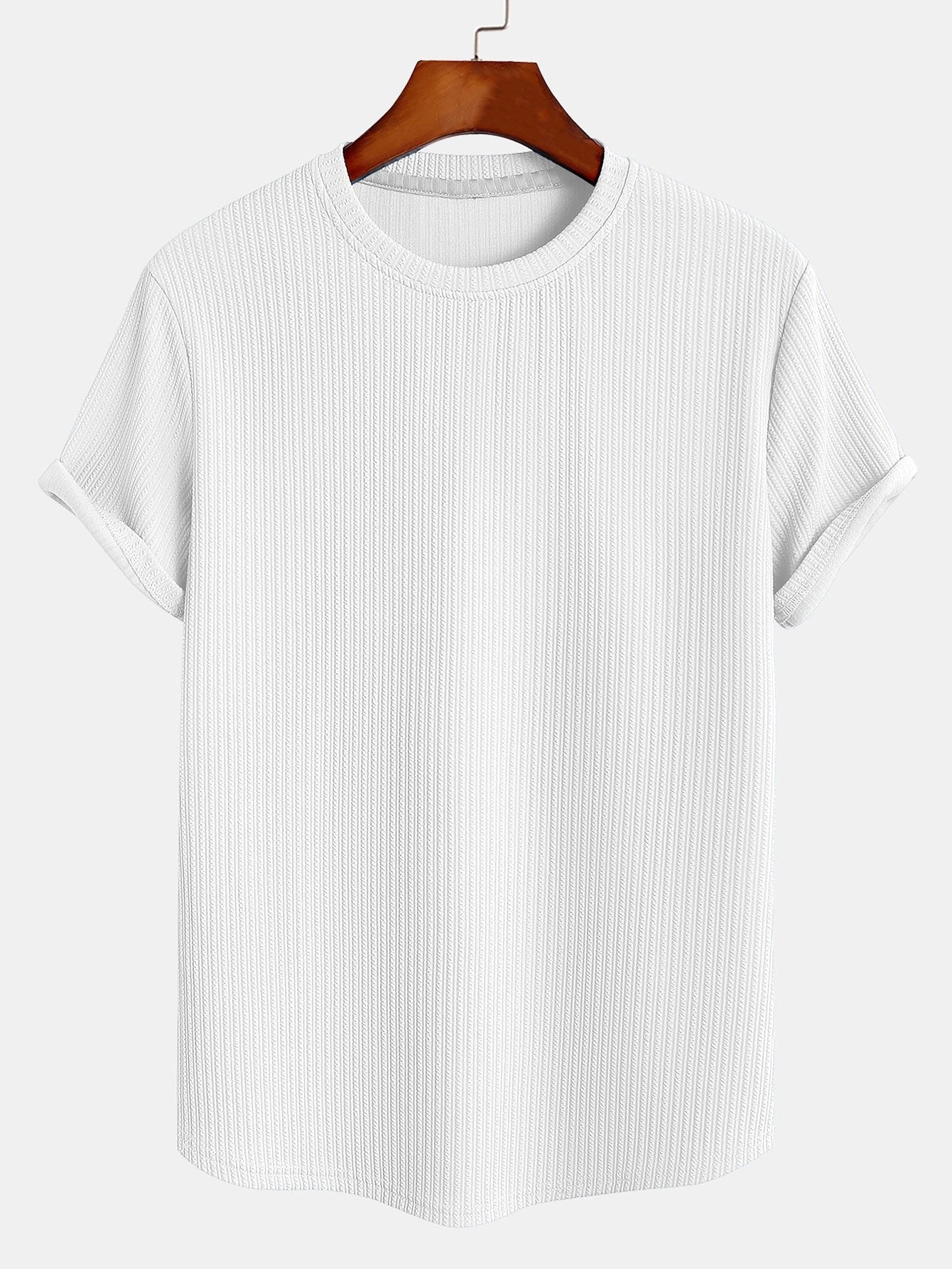 T-shirt côtelé à ourlet arrondi et coupe ajustée