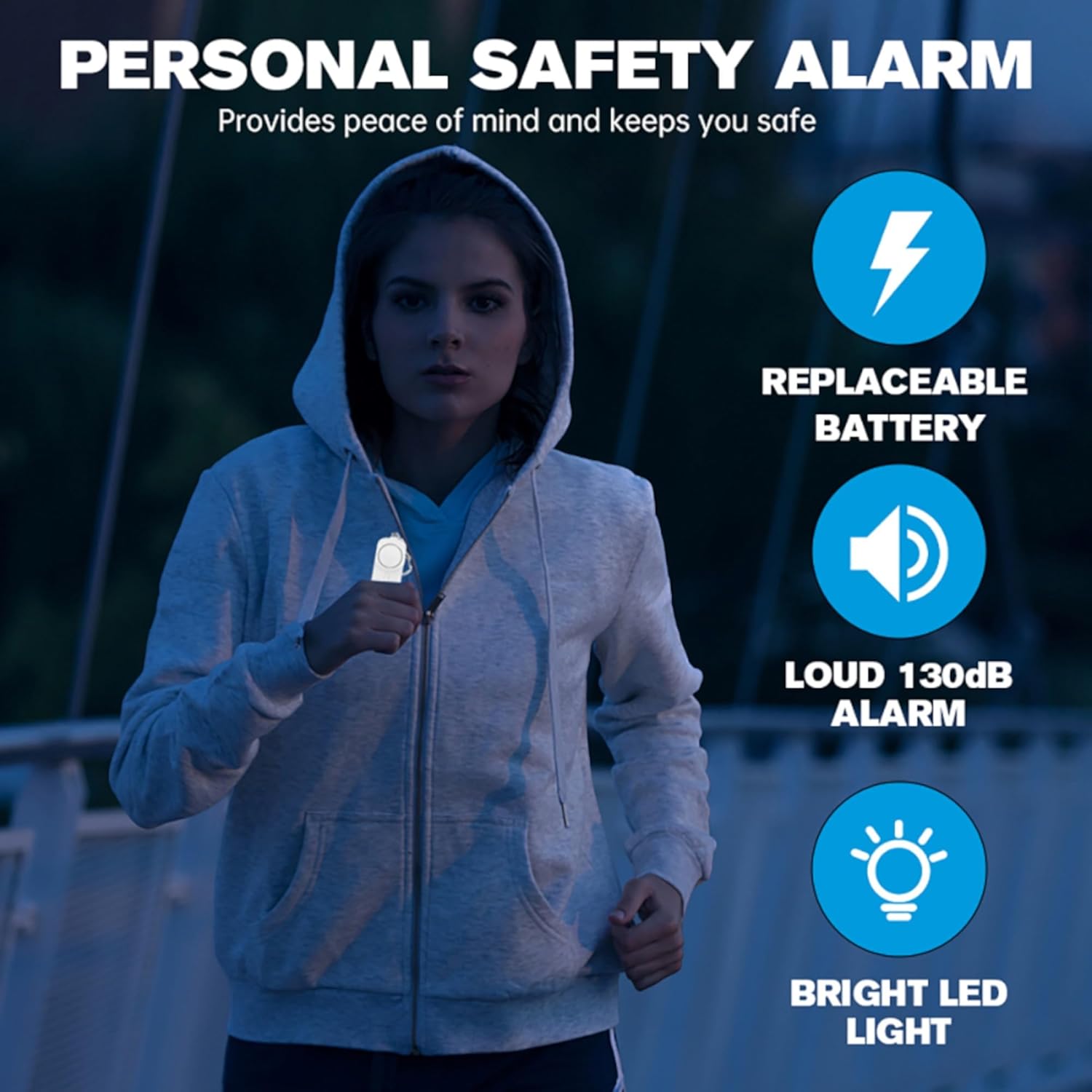 Safesound Personal Alarm: Your 130dB Self-Defense Companion - Keychain Emergency LED Flashlight - Security and Protection for Women, Girls, Kids, and The Elderly (Black, 1)