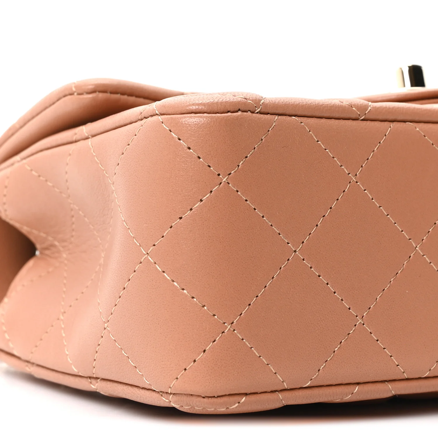 Lambskin Quilted Mini Rectangular Flap Brown
