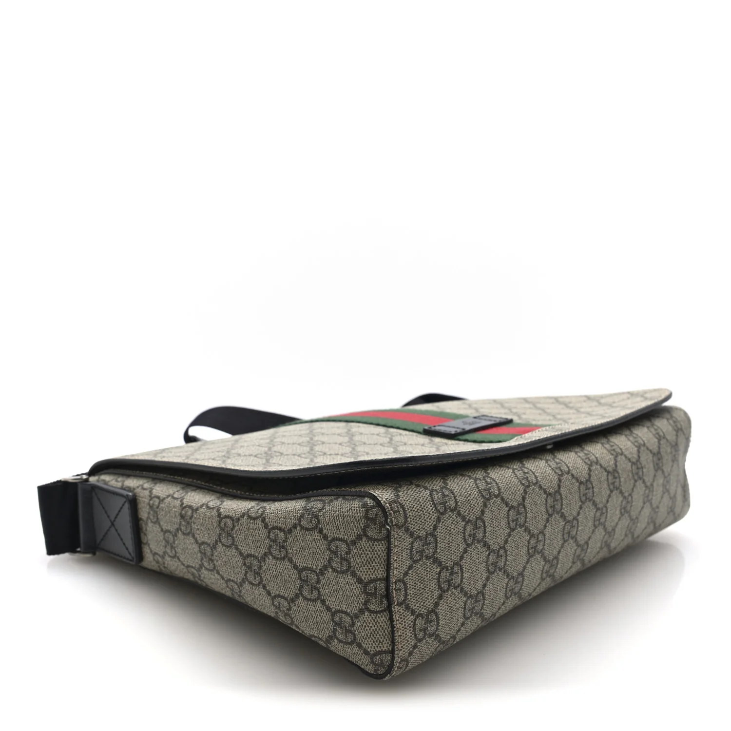 GG Supreme Monogram Web Flap Messenger Bag Black