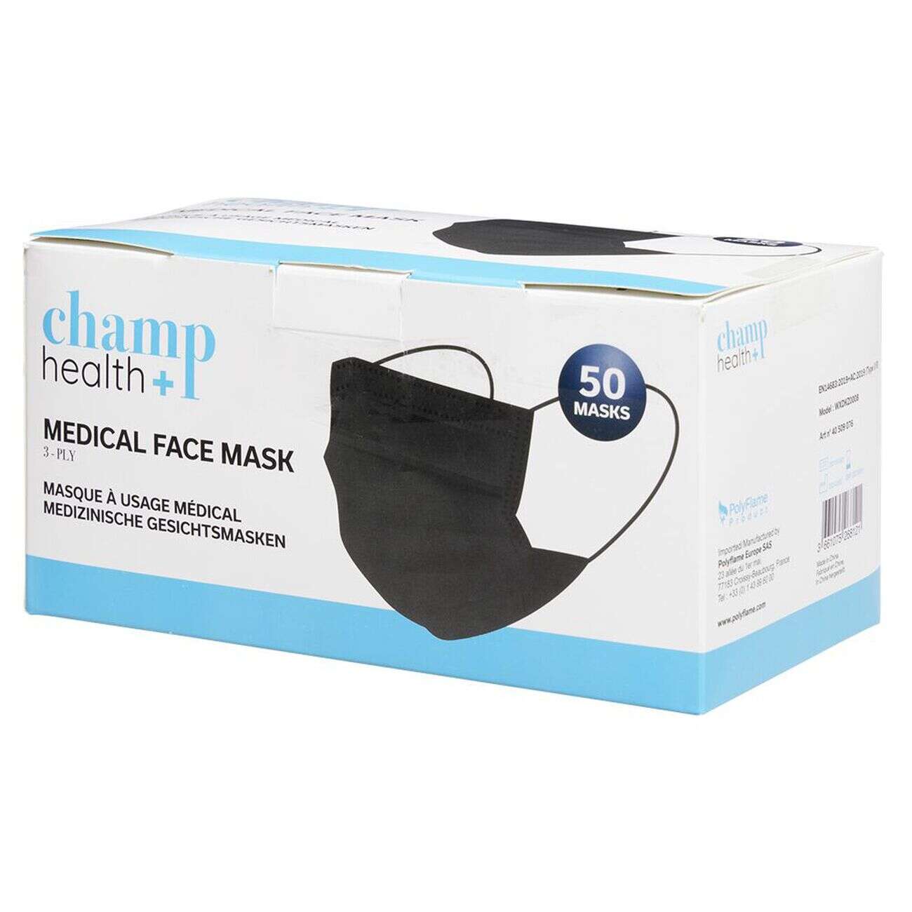 Masque jetable en papier noir x50