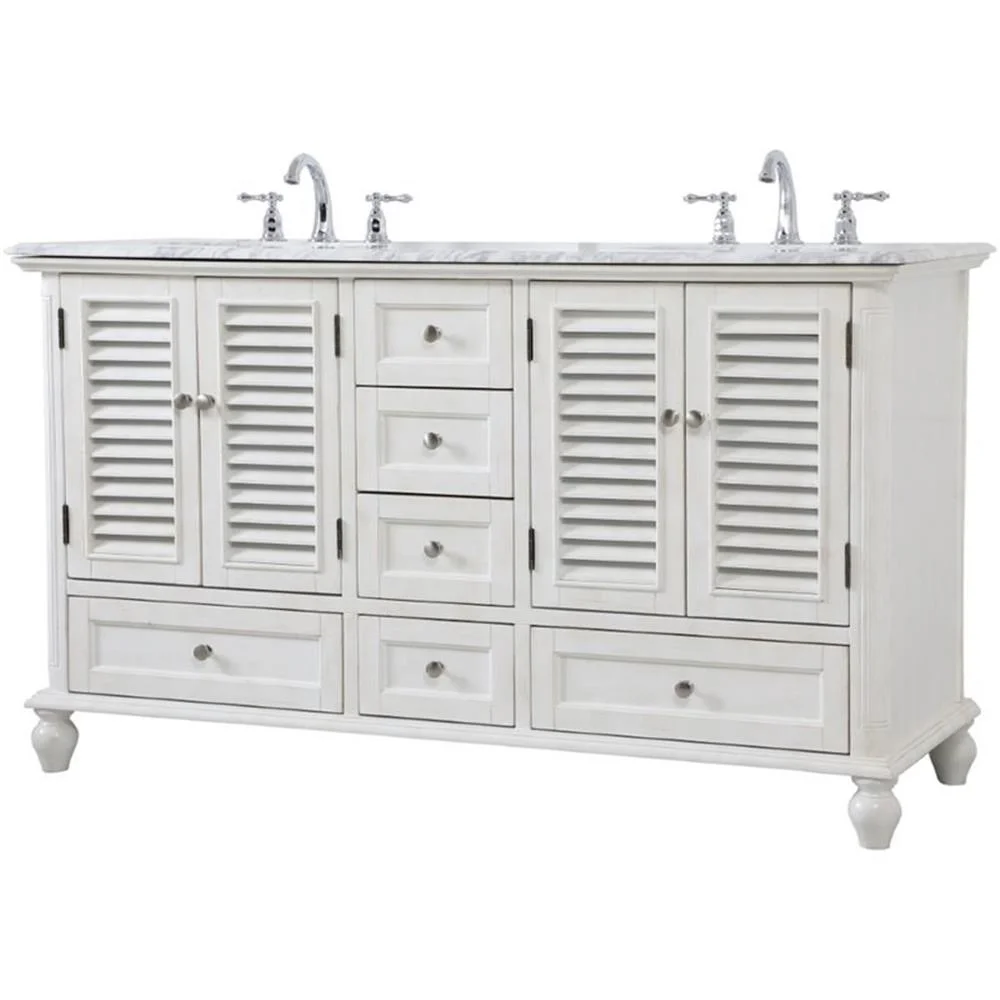 60 inch Double Bathroom Vanity in Antique White(Antique White) - Image 4