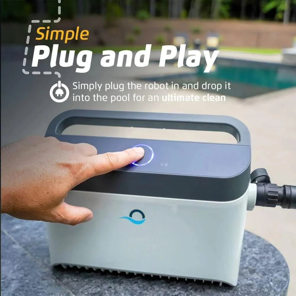 Wi-fi Automatic Robotic Pool Vacuum Cleaner, Always Cleaning, Never Charging, with Wall Climbing Scrubber Brush, Ideal for In-ground Pools…