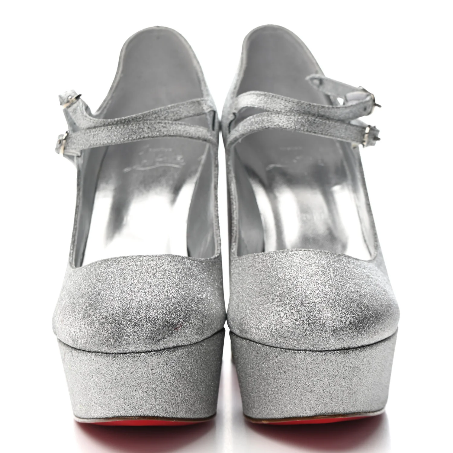 Glitter Calfskin Movida Jane 130 Platform Pump 38.5 Silver