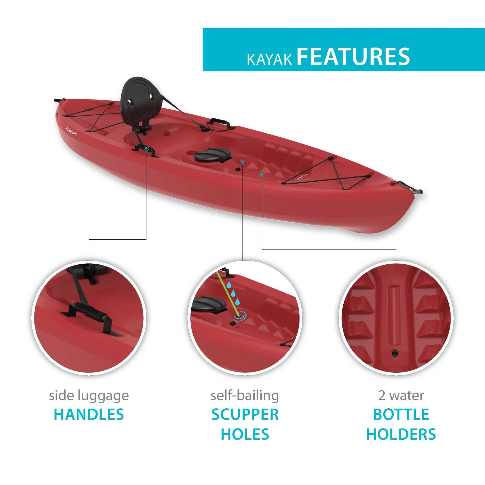 Lifetime Tamarack 10 Ft. Sit - on - Top Kayak, Fire Red (90486)