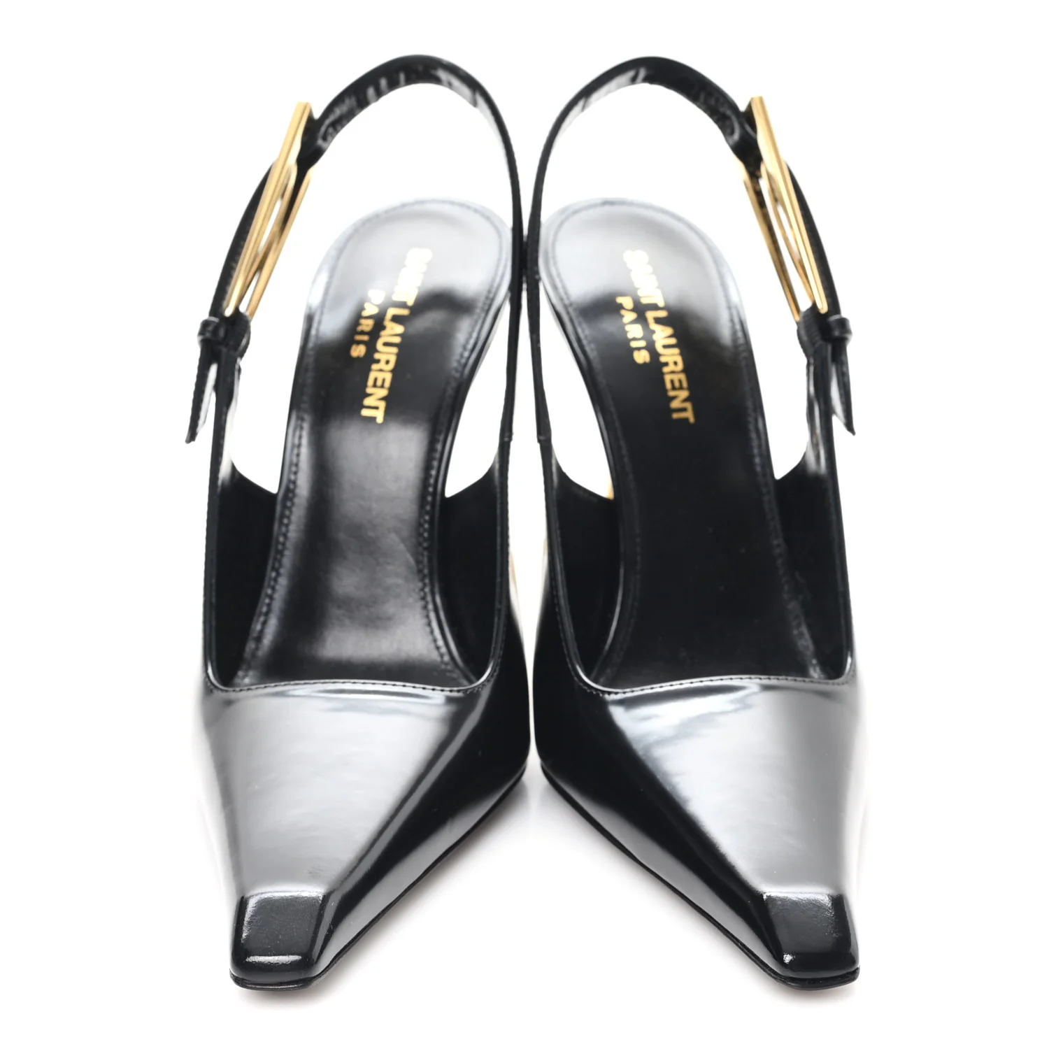 Glazed Calfskin Lee 110 Slingback Pumps 36.5 Black