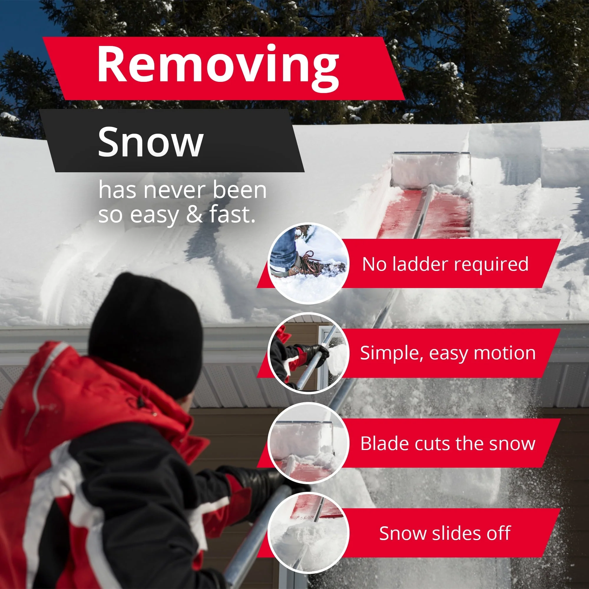 Premium Snow Rake 30 ft Handle 10 ft Snow Slide Image 2