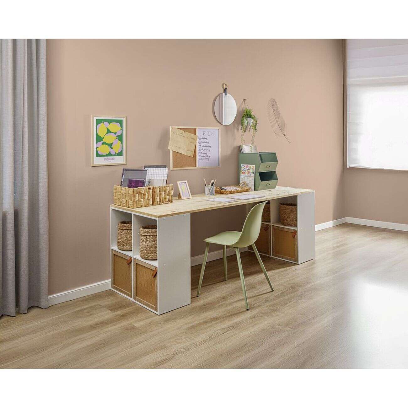 Porte cannage Box Cube 32,2x32,2x1,2cm bois marron