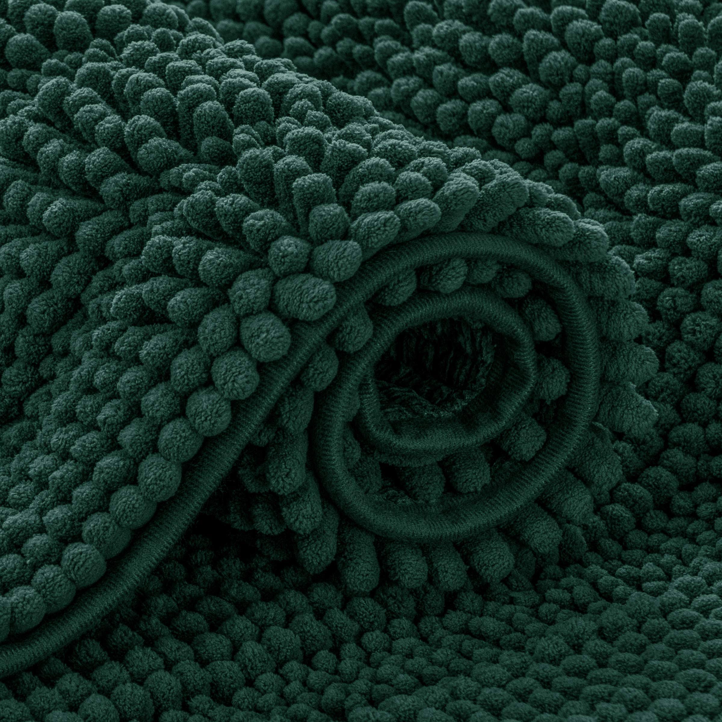 Subrtex Bathroom Rugs Chenille Bath Rug Striped Plush Bath Mat Soft Rugs for Bathroom Water Absorbent Shower Mat Quick Dry Machine Washable(Green,16