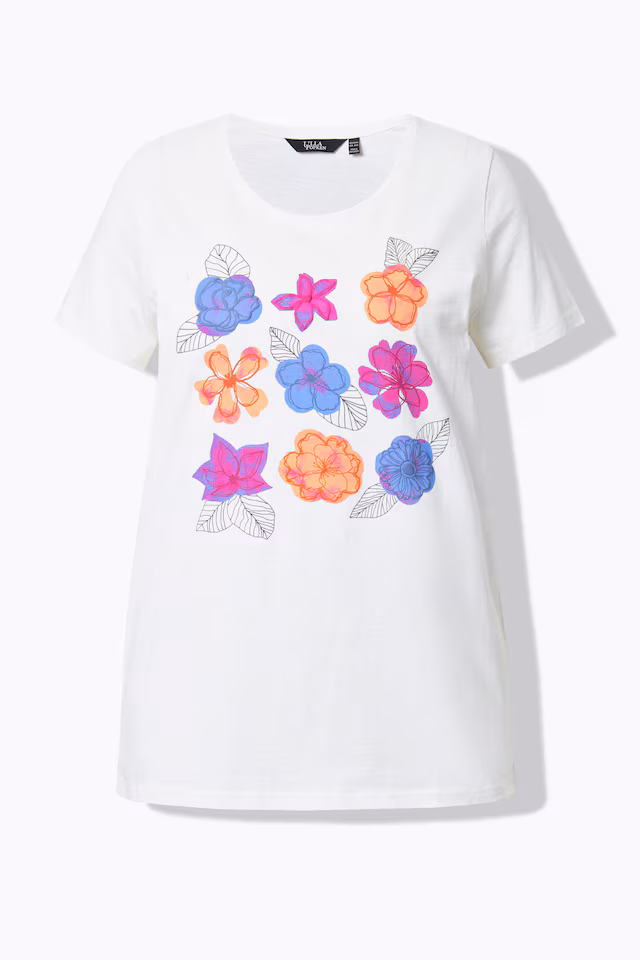 Flower Cap Sleeve Graphic Tee