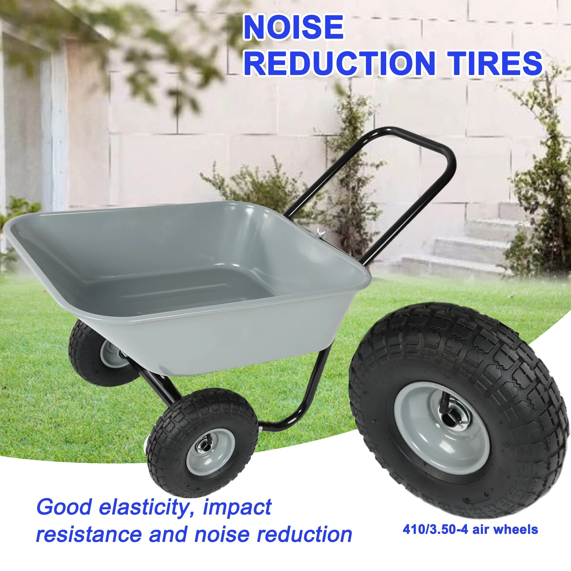 Unbranded Garden Cart with 10-Inch Pneumatic Wheels, Yellow and Black