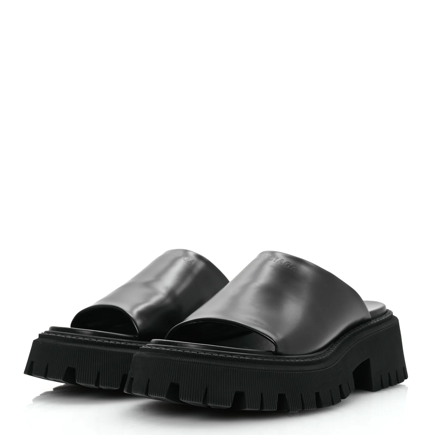Jive Smooth Calfskin Logo Embossed Womens Tractor Platform 38 Black