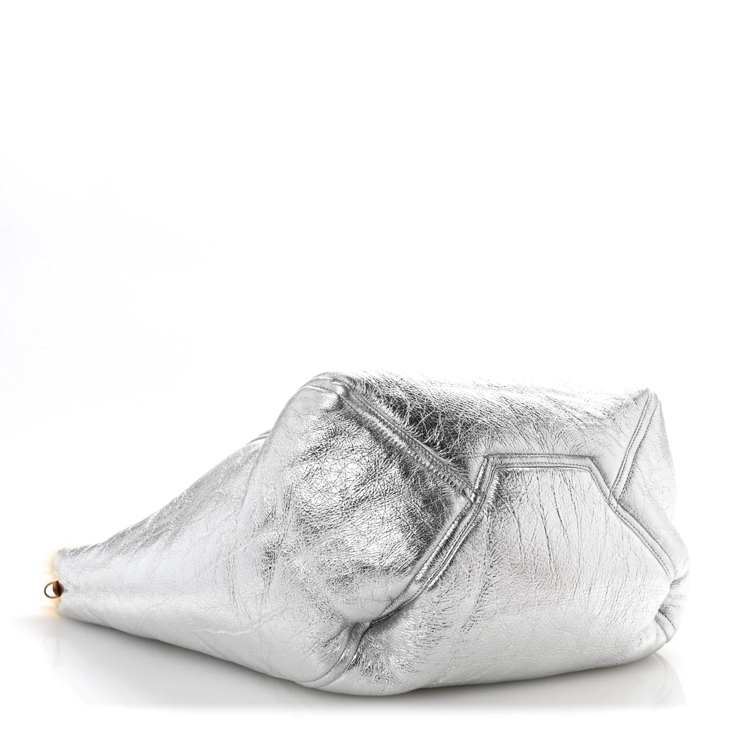 Metallic Lambskin Shearling Medium Phantom Cabas Reversible Tote Natural Silver