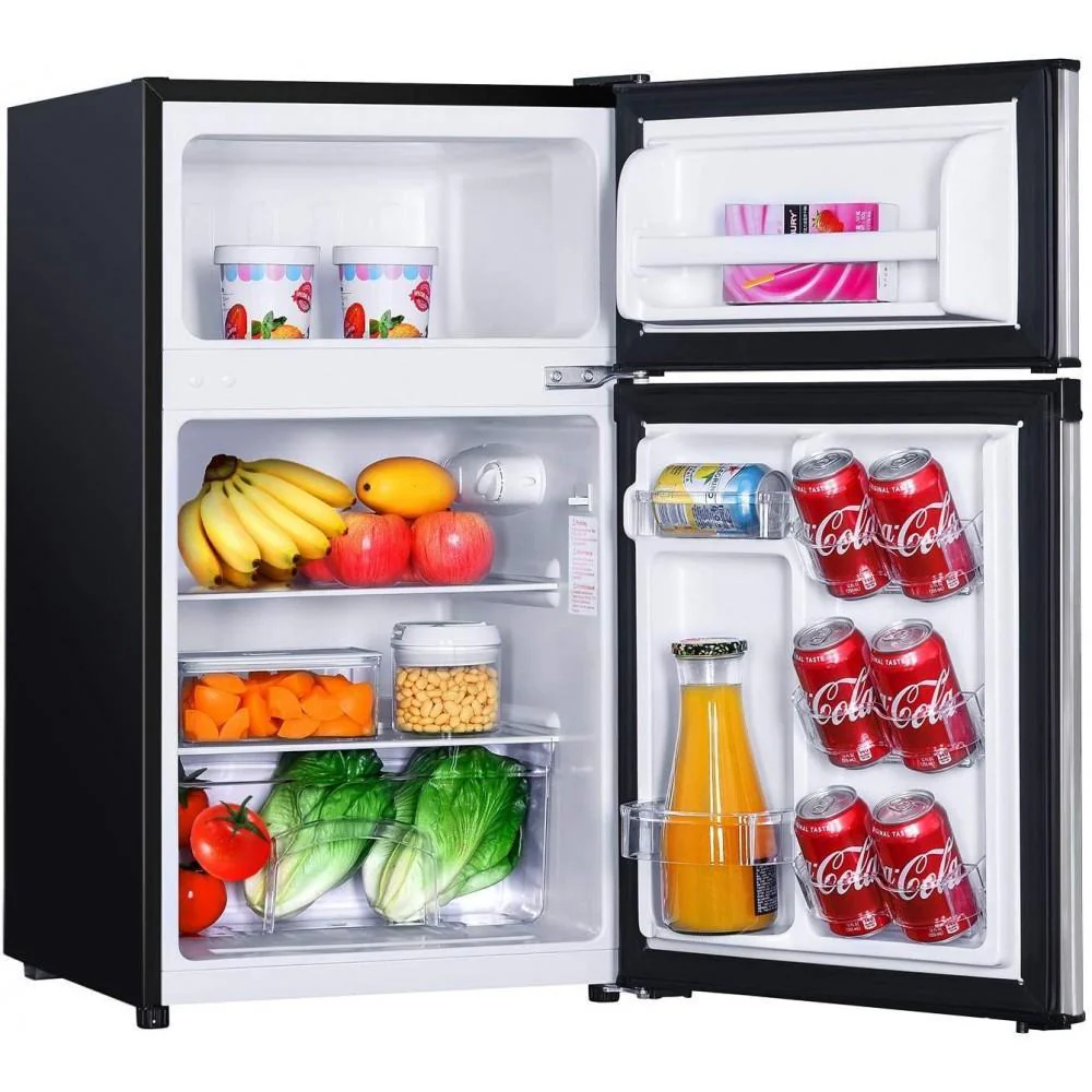 Mini-réfrigérateur avec congélateur, petit réfrigérateur de 88 litres (3,1 pi³), réfrigérateur compact avec éclairage LED