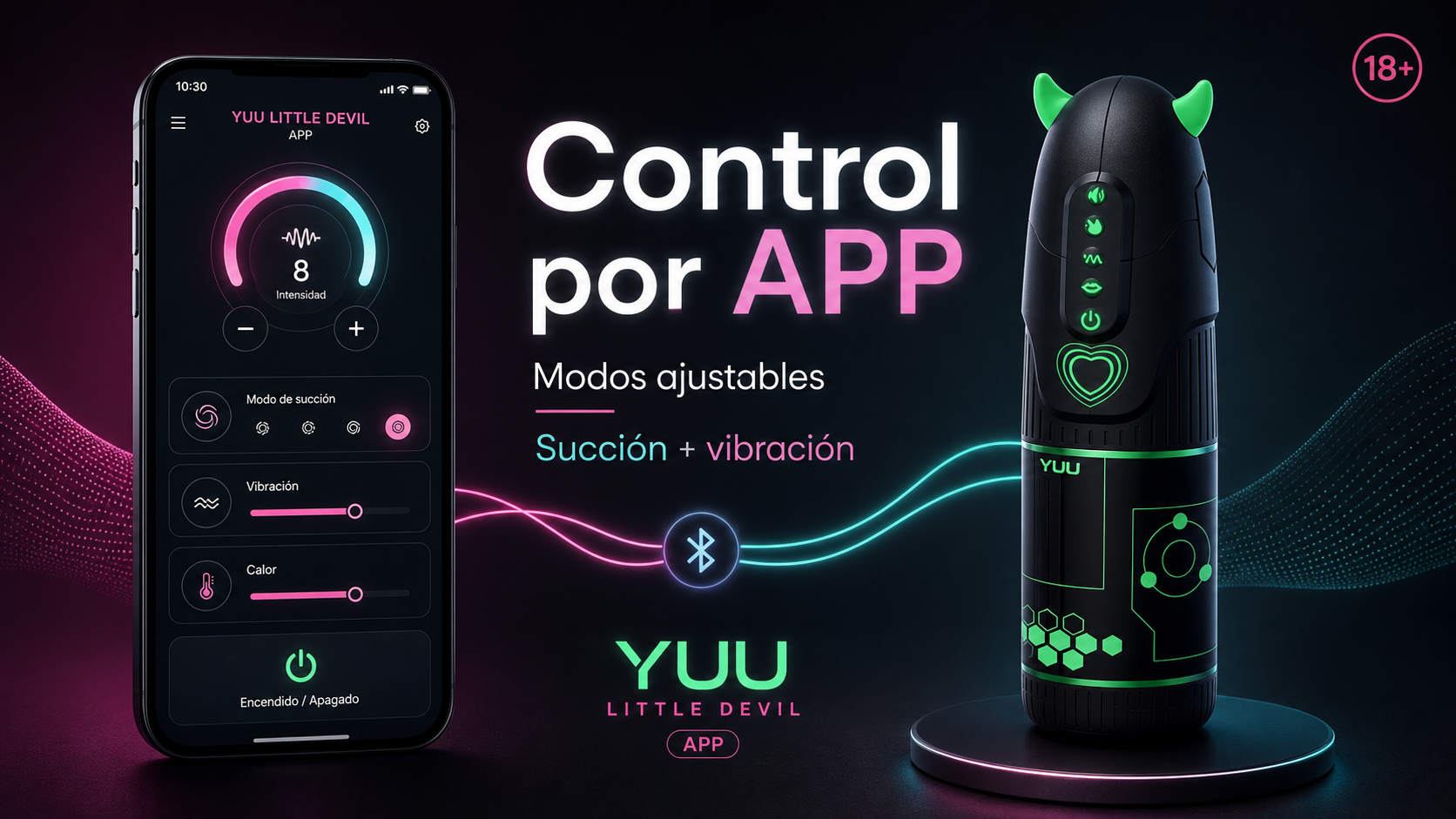 Comparación visual entre YUU Little Devil APP y masturbador manual básico