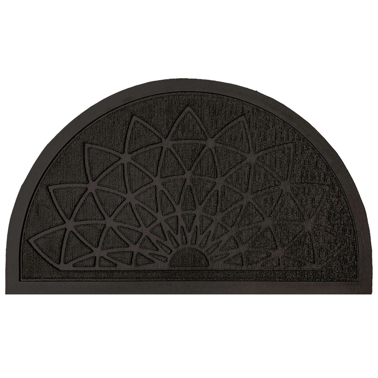 Tapis d'extérieur demi lune motif rosace relief 45x75cm