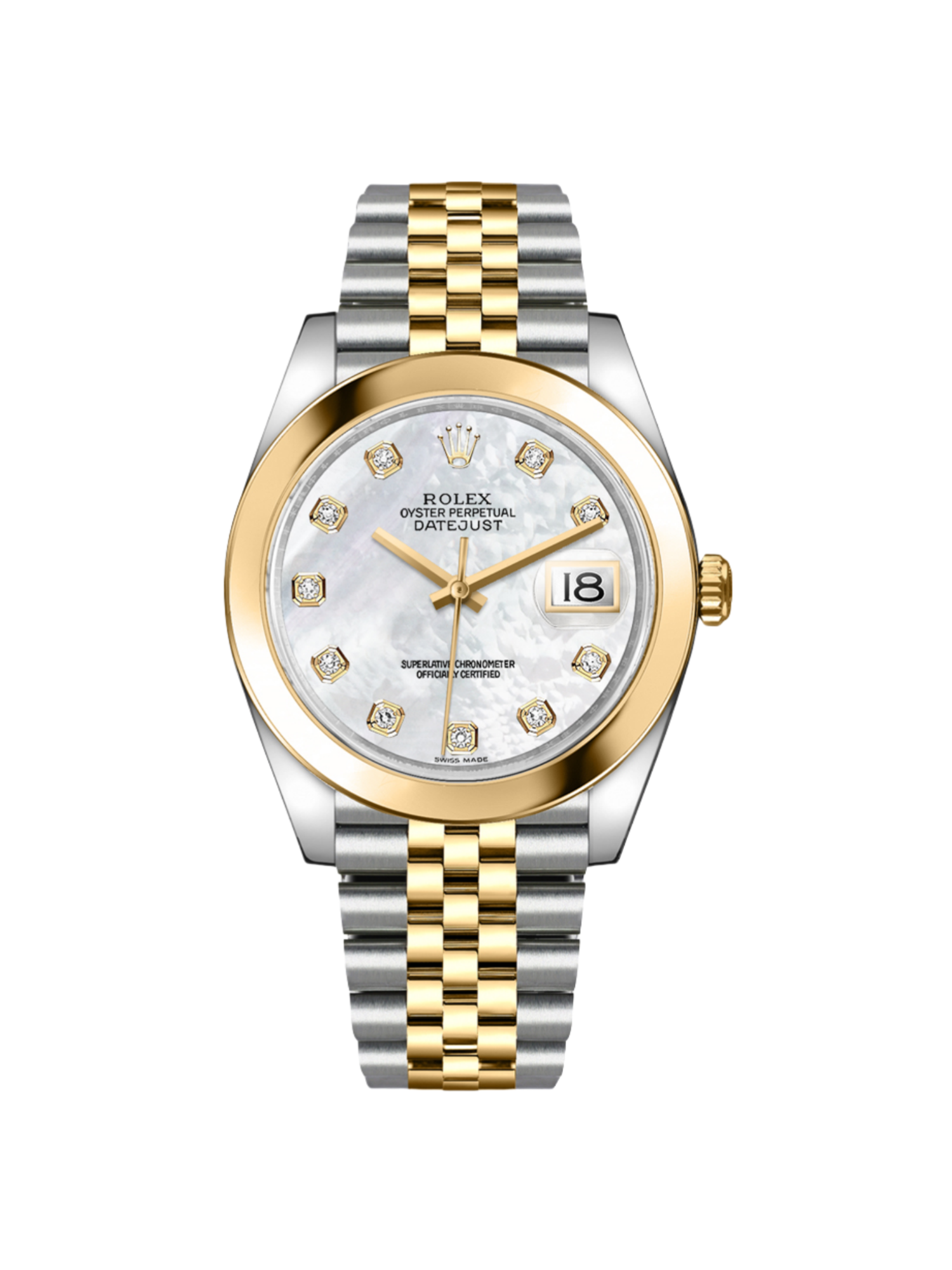 【Super Clone】RLX Datejust 41mm 126303 White MOP Diamond Jubilee Steel and Yellow Gold