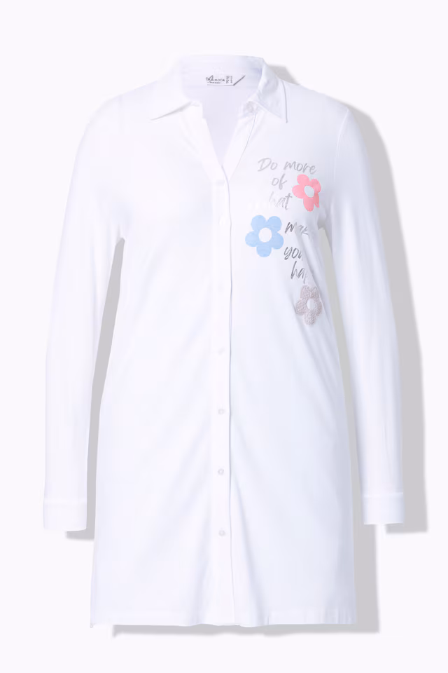 A-line long-sleeve 3D flower jersey blouse