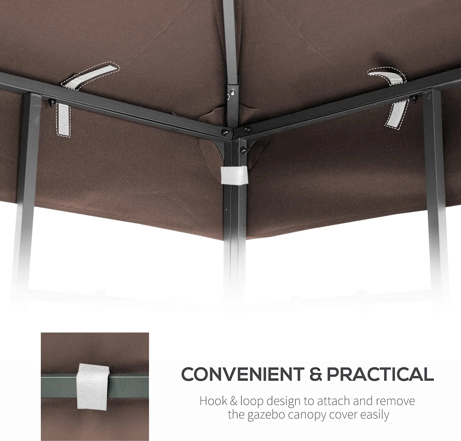 10x10 Ft Gazebo Canopy Replacement Cover, Double Tiered Gazebo Replacement Top (Coffee)(Coffee) - Image 6