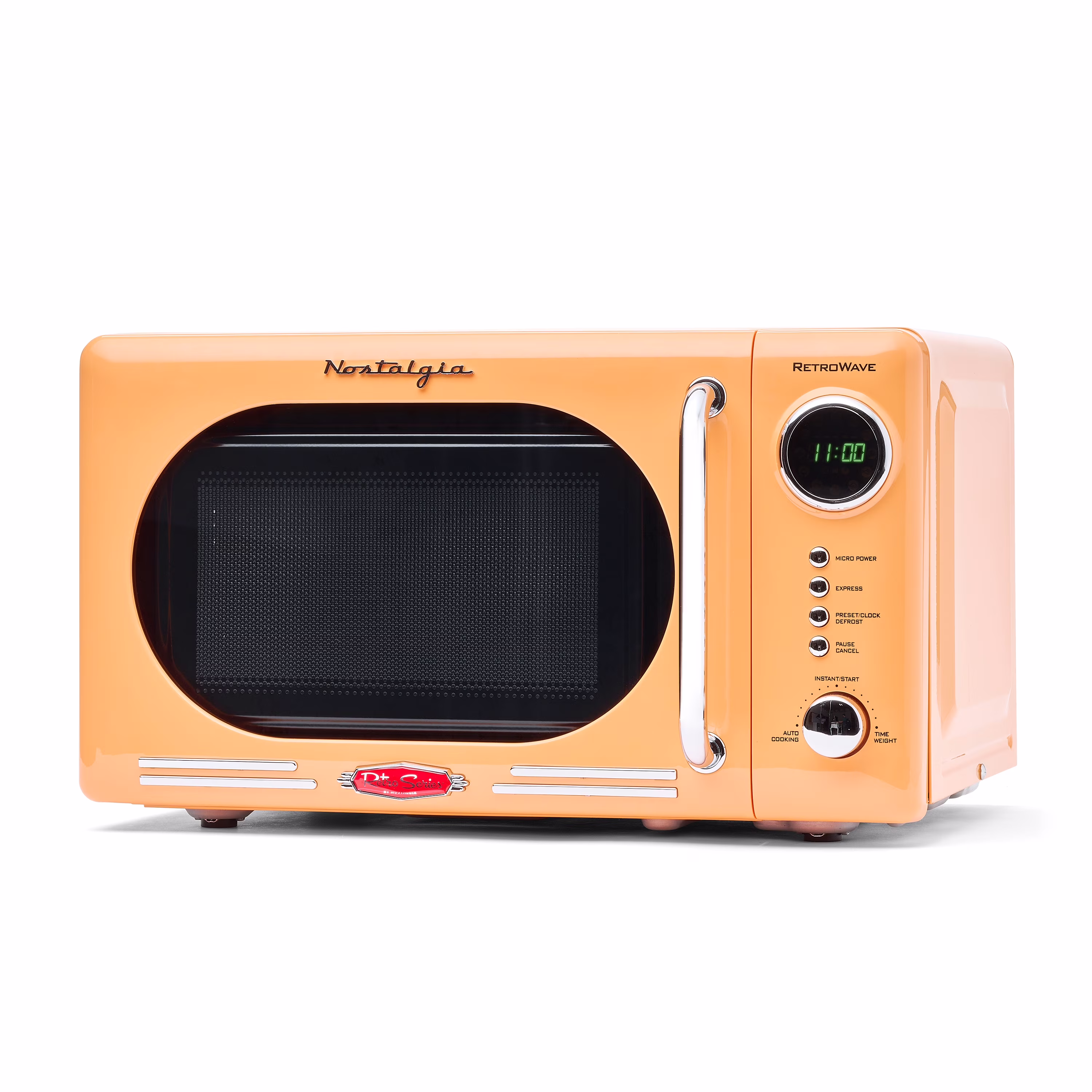 Retro Compact Countertop Microwave Oven 0.7 Cu. Ft. 700-Watts with LED Digital Display Child Lock Easy Clean Interior Orange(Orange)