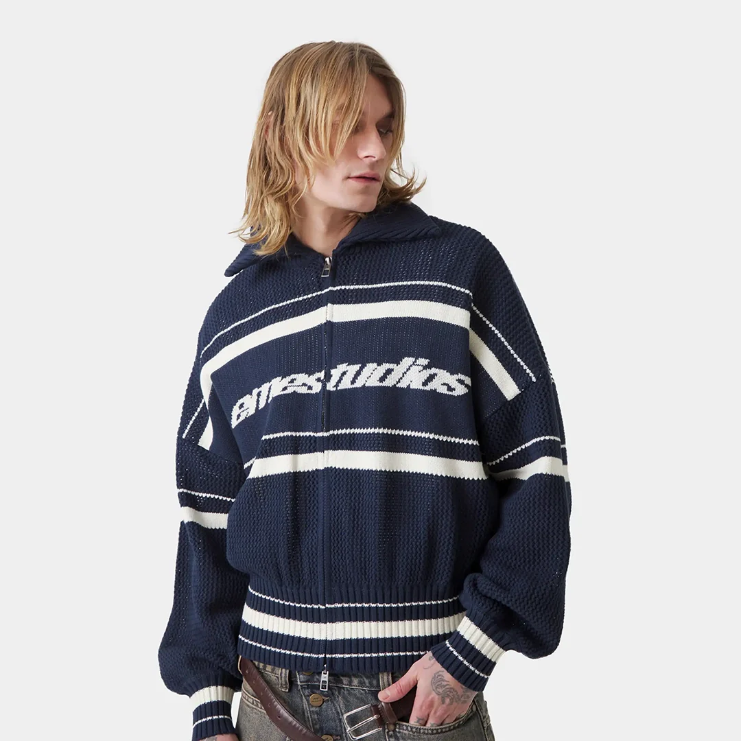 Unit Navy Zipper Knit