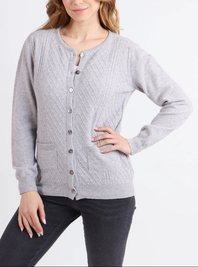 Cardigan femme en cachemire et laine gris